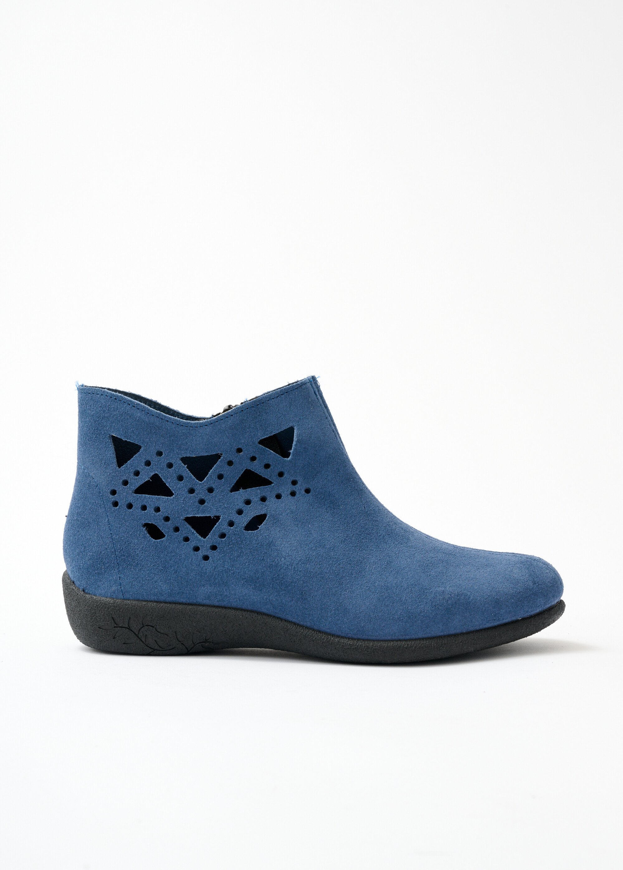 Boots largeur confort zippées cuir velours Femme Bleu ODONATE DR1