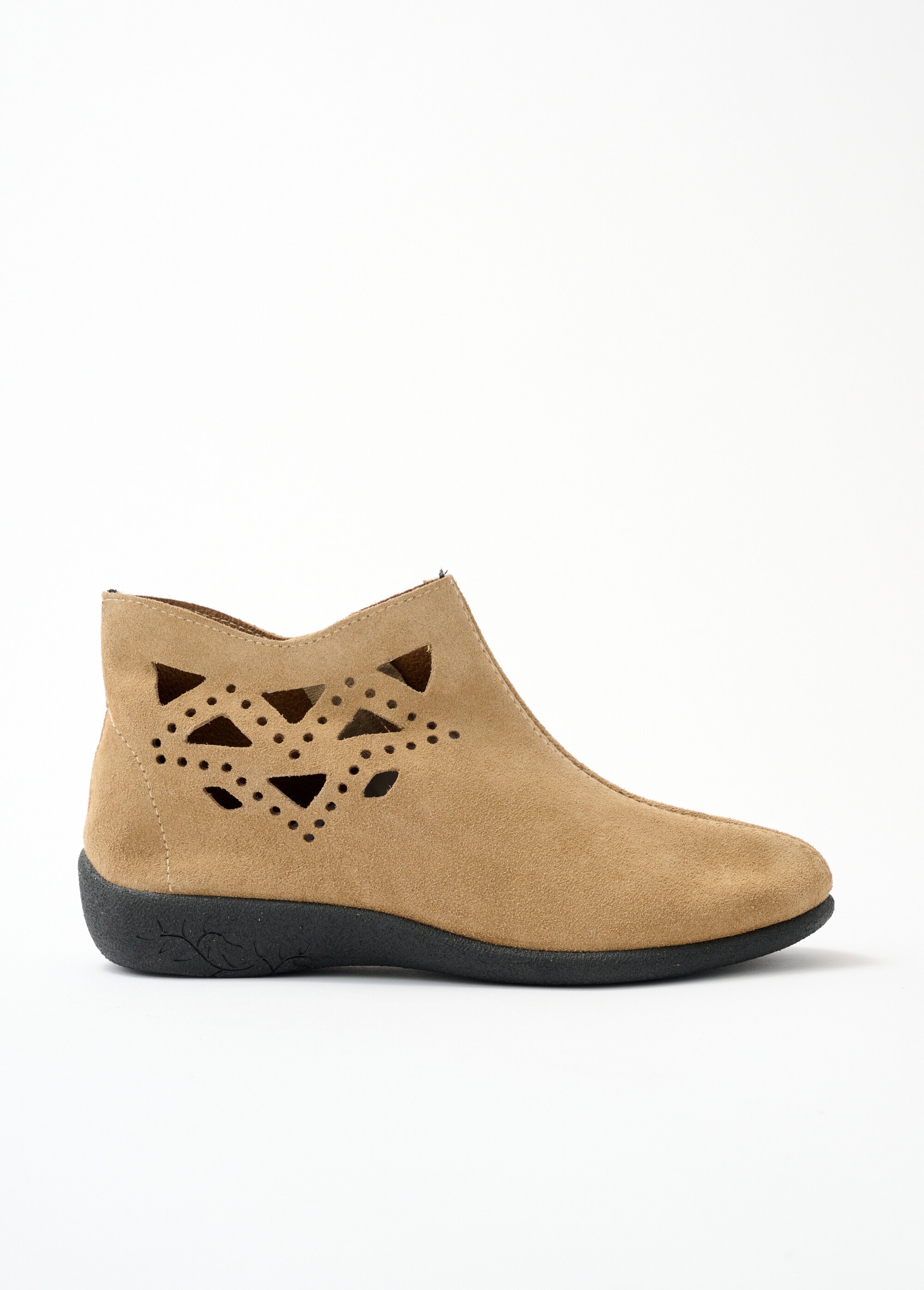 Boots largeur confort zippées cuir velours Femme Beige ODONATE DR1