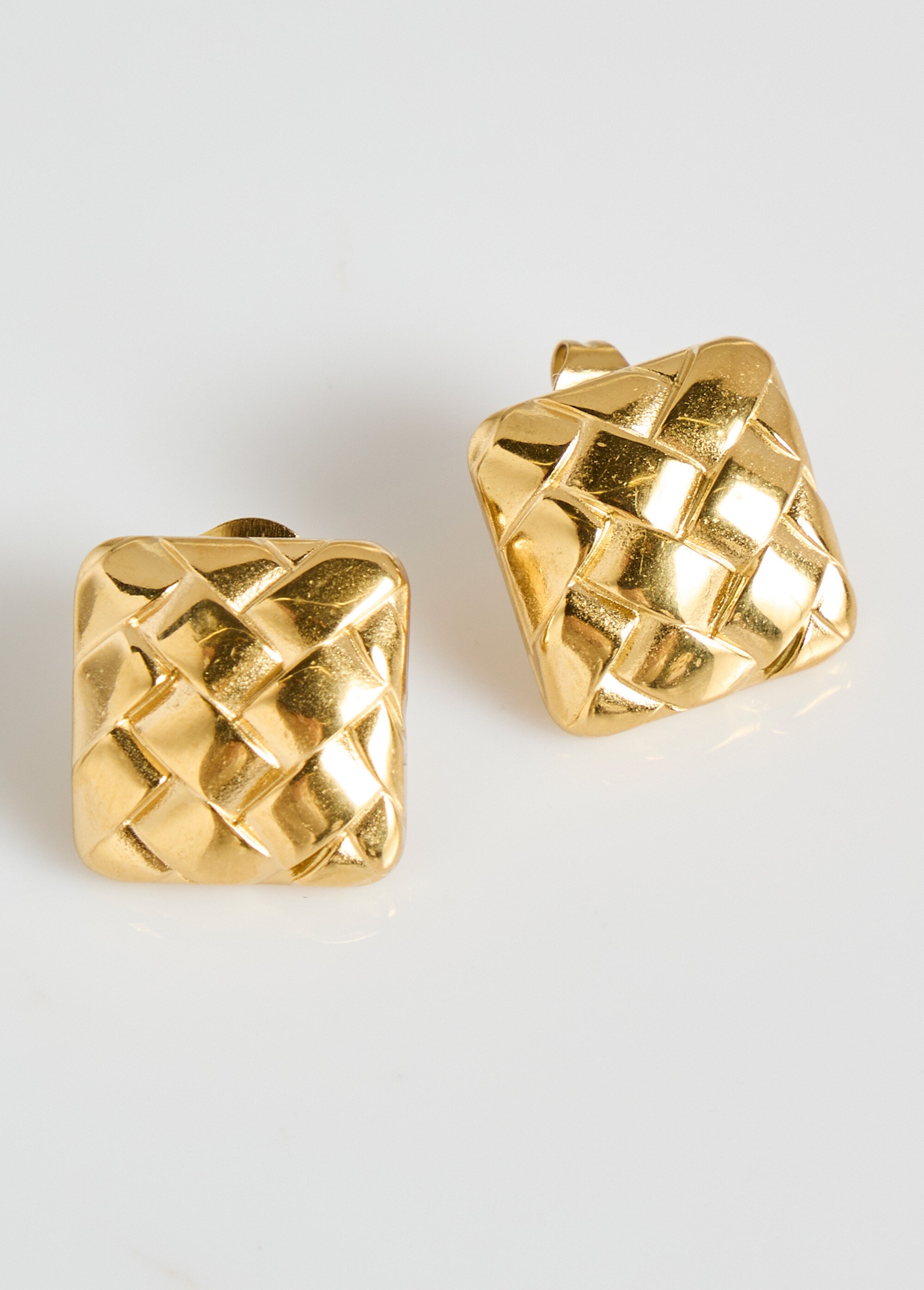 Boucles d'oreilles inox, carré tressé