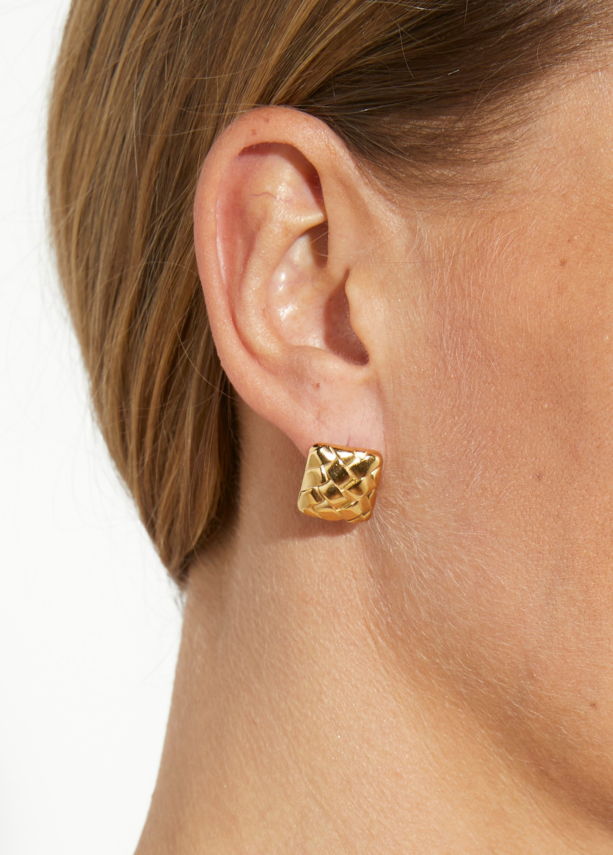Boucles d'oreilles inox, carré tressé Doré ELL-XBO-5155 FA1