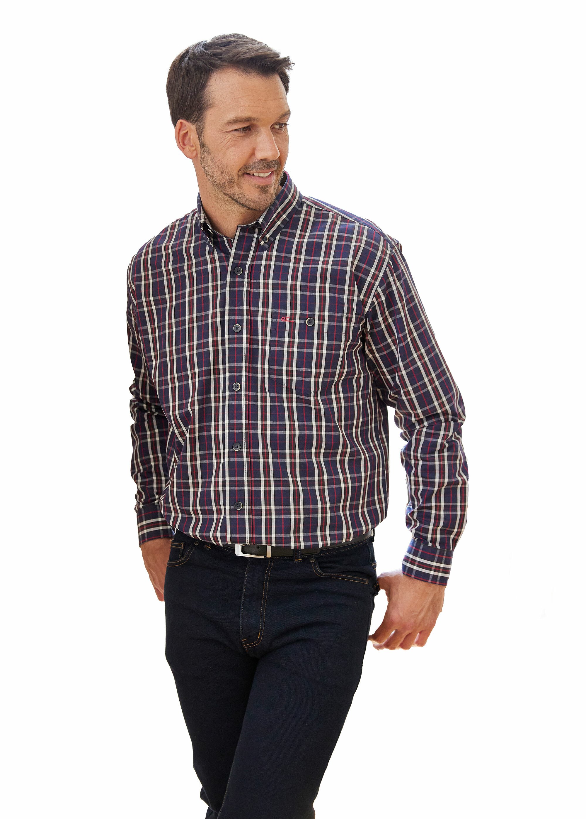 Chemise à carreaux manches longues