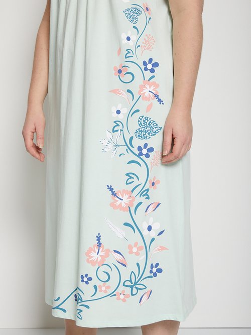 Chemise de nuit mi-longue manches courtes Femme Grande Taille Vert SANA DE2