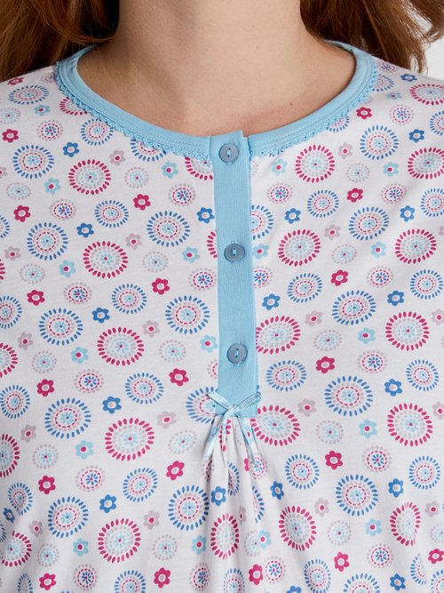 Chemise de nuit mi longue manches longues Femme Grande Taille Bleu SALINE DE4