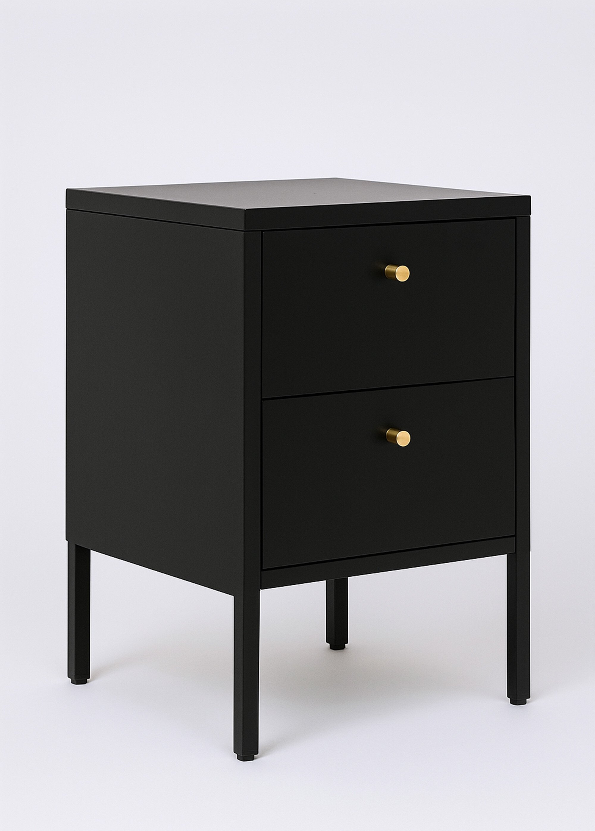 Commode 2 tiroirs boutons métal, foncé NOIR HN-3003020 FA1