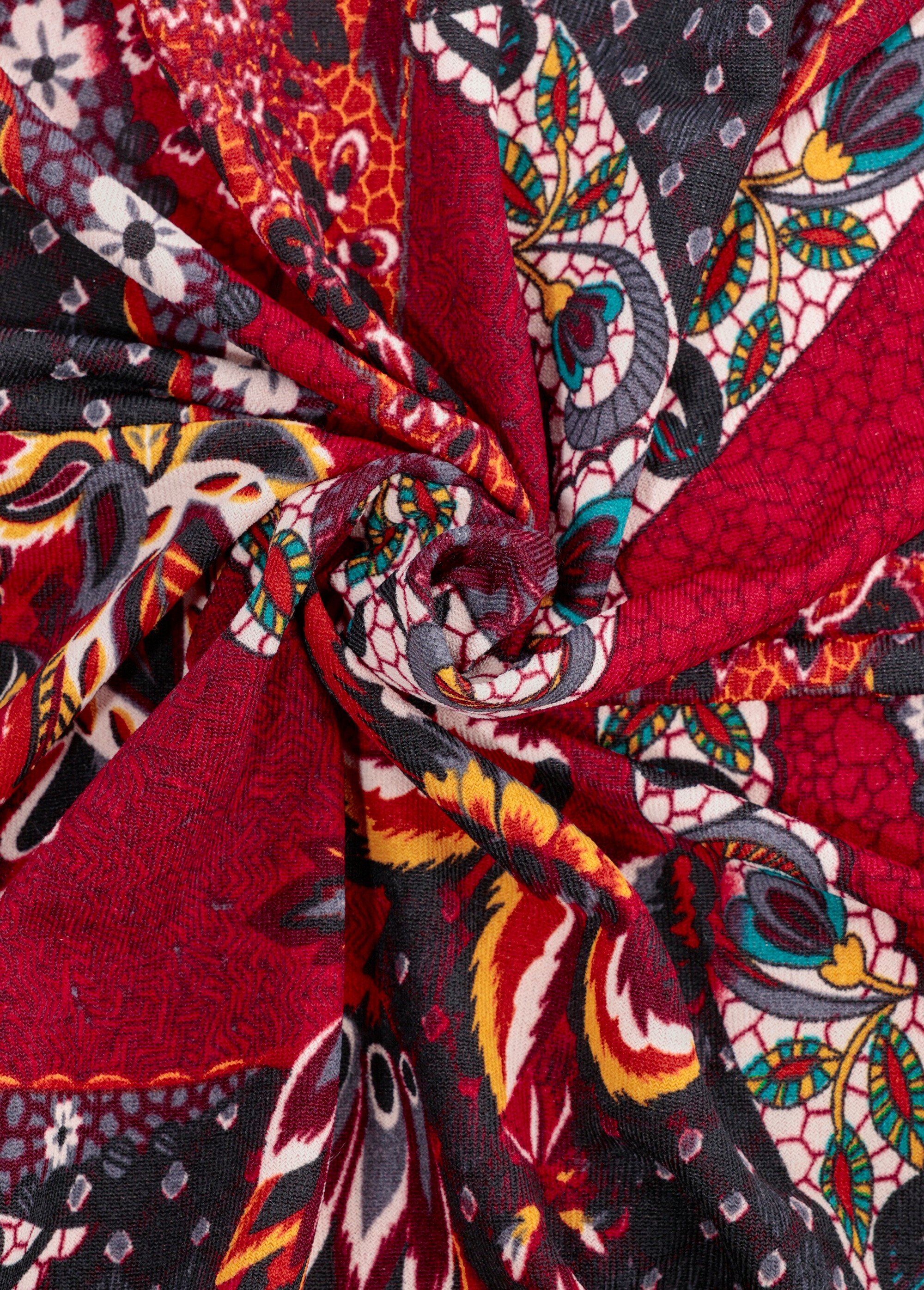 Coupon habillement, jersey  patchwork ROUGE COT145367 FA1