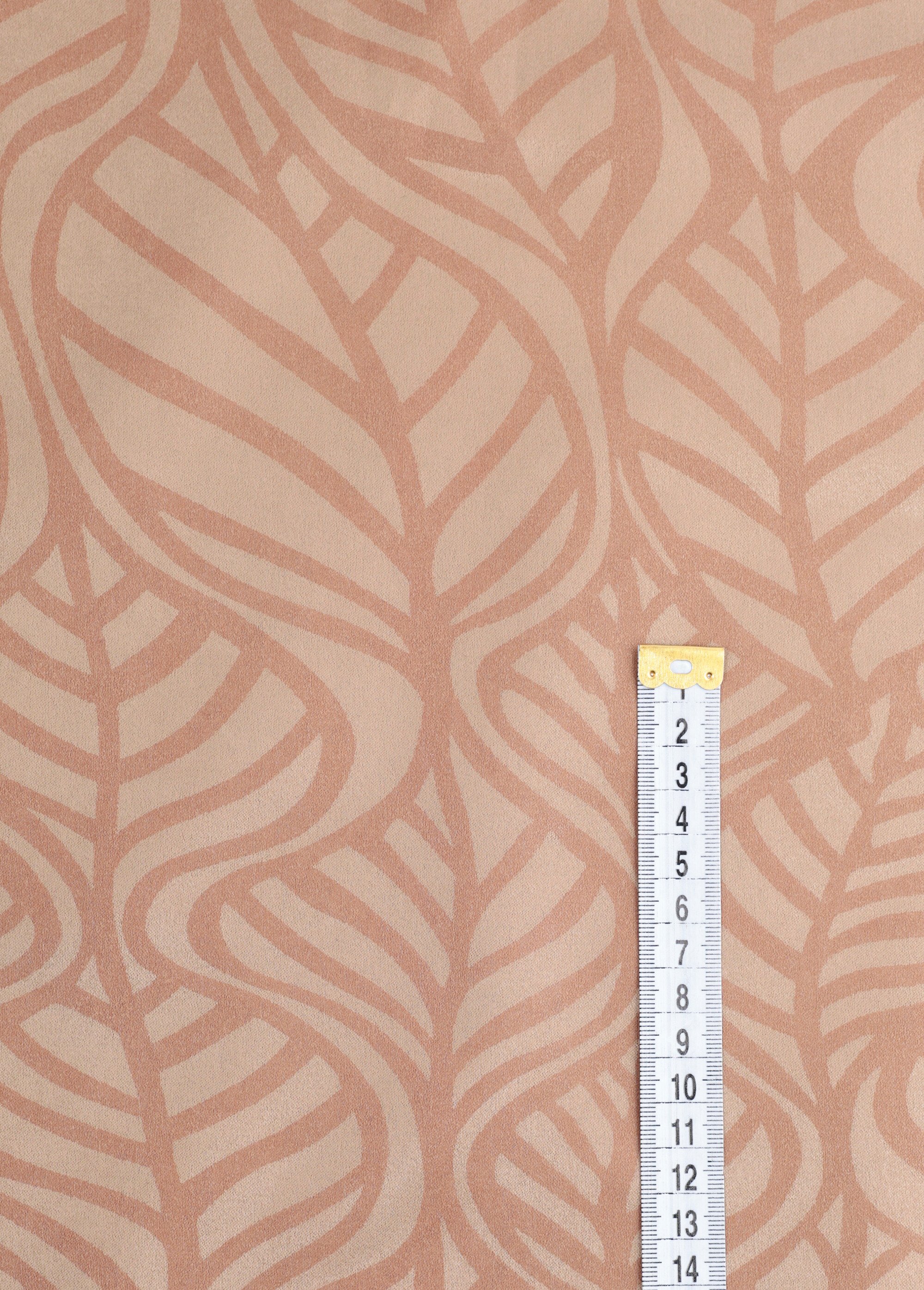 Coupon tissu ameublement satin, feuilles BEIGE COT148573-2 DE1