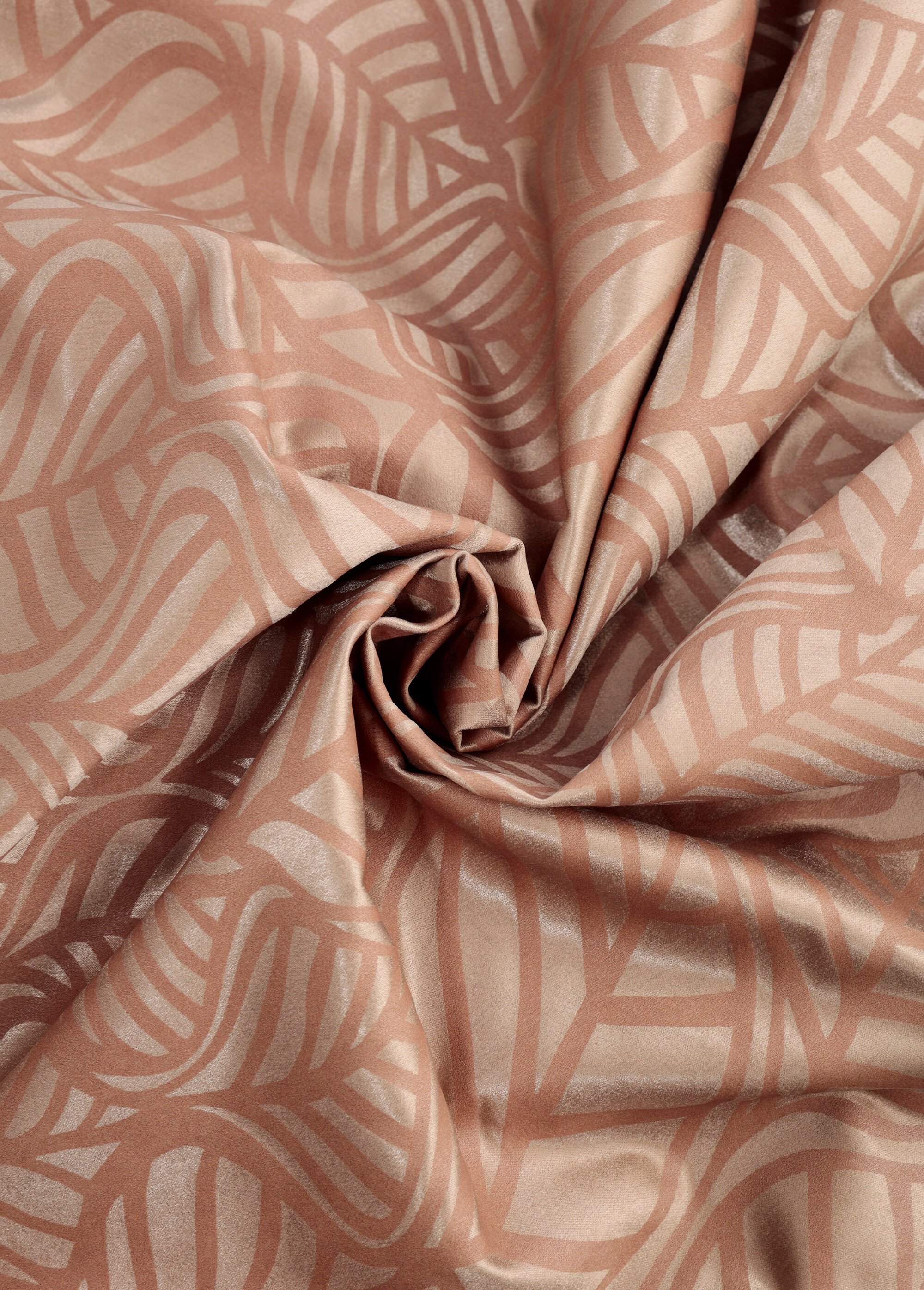 Coupon tissu ameublement satin, feuilles BEIGE COT148573-2 FA1