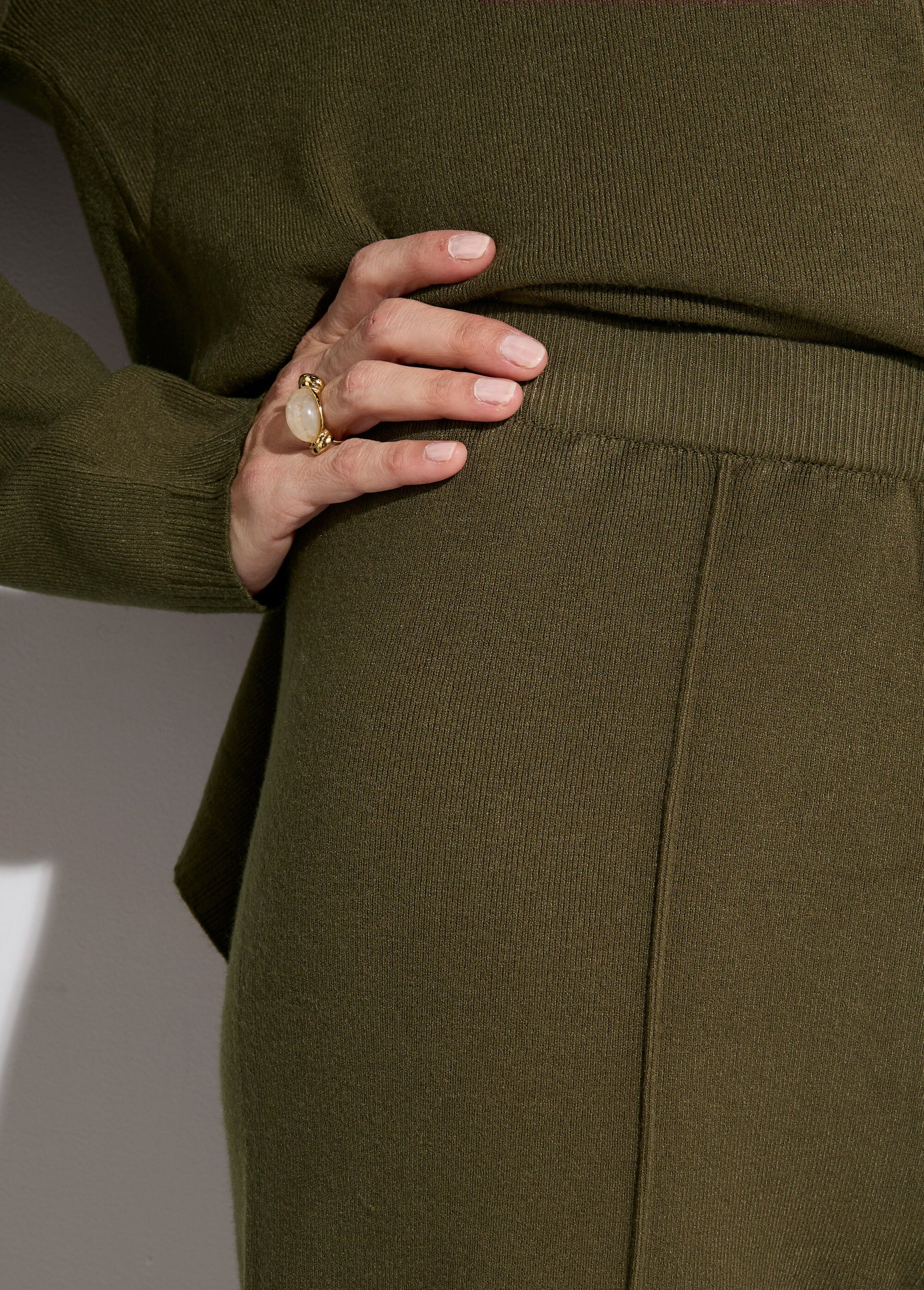 Ensemble en maille tunique + pantalon Femme Vert KA-DD5642 DE4