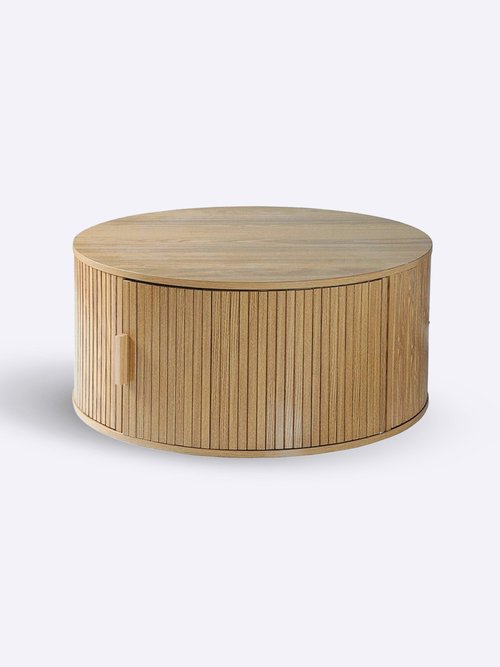 ERNEST Table basse ronde avec rangement BEIGE CAL-14747133 FA1