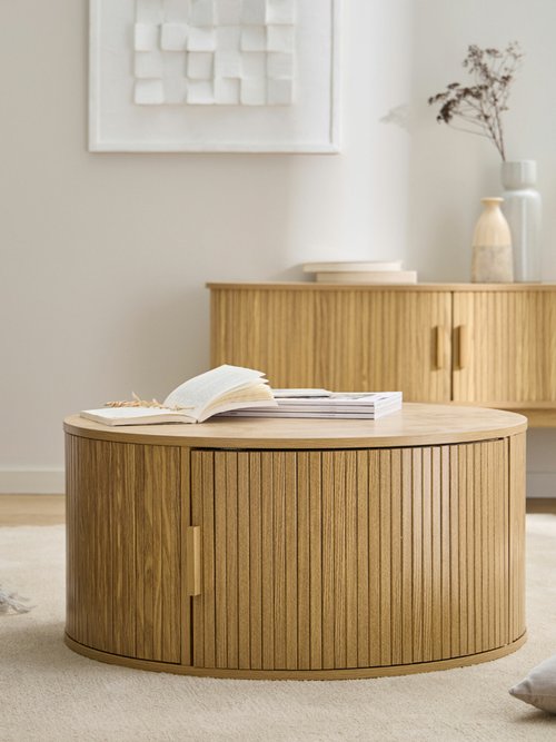 ERNEST Table basse ronde avec rangement BEIGE CAL-14747133 SI1