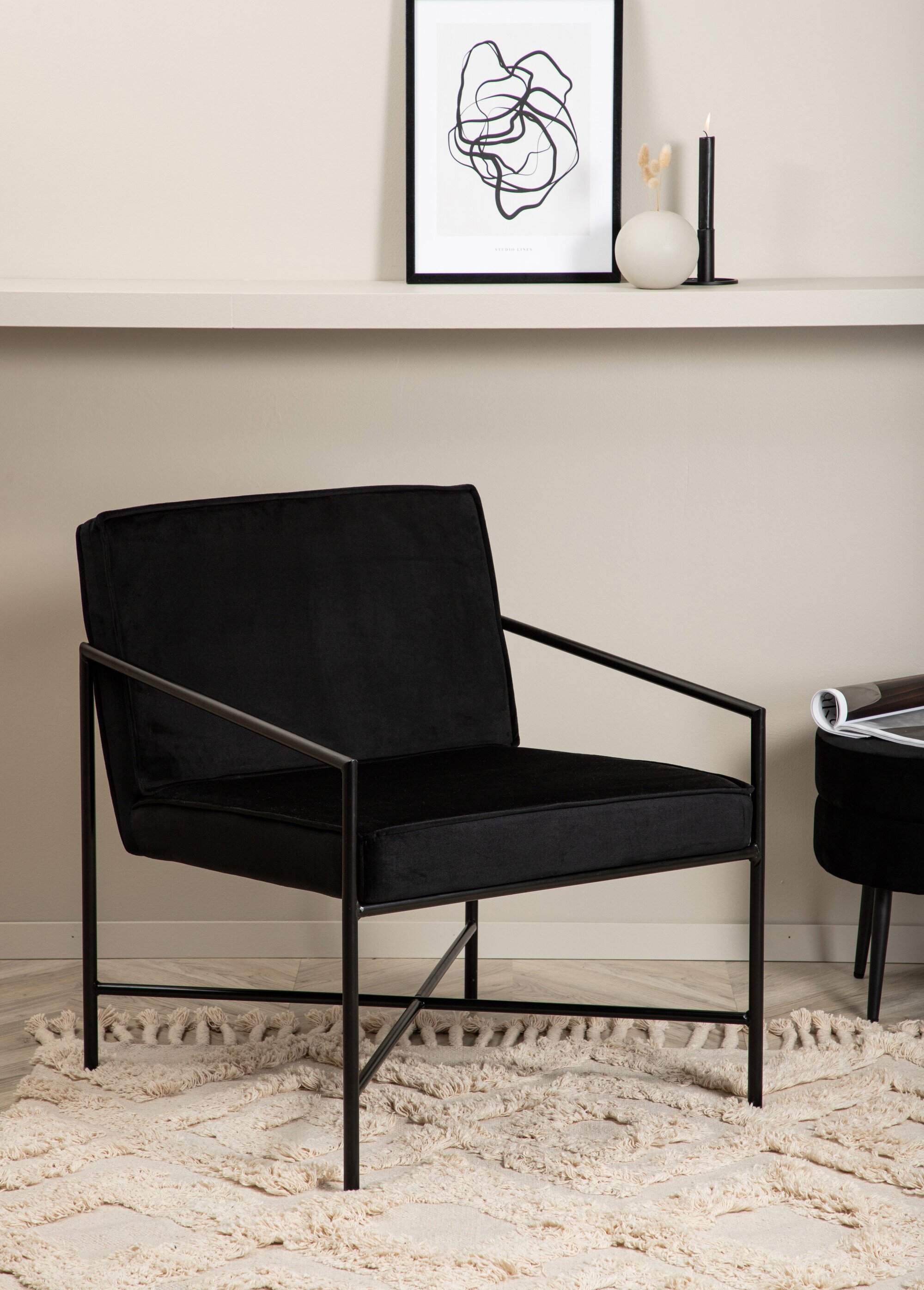 Fauteuil épuré avec structure métal NOIR VEN-15578-888 SI1