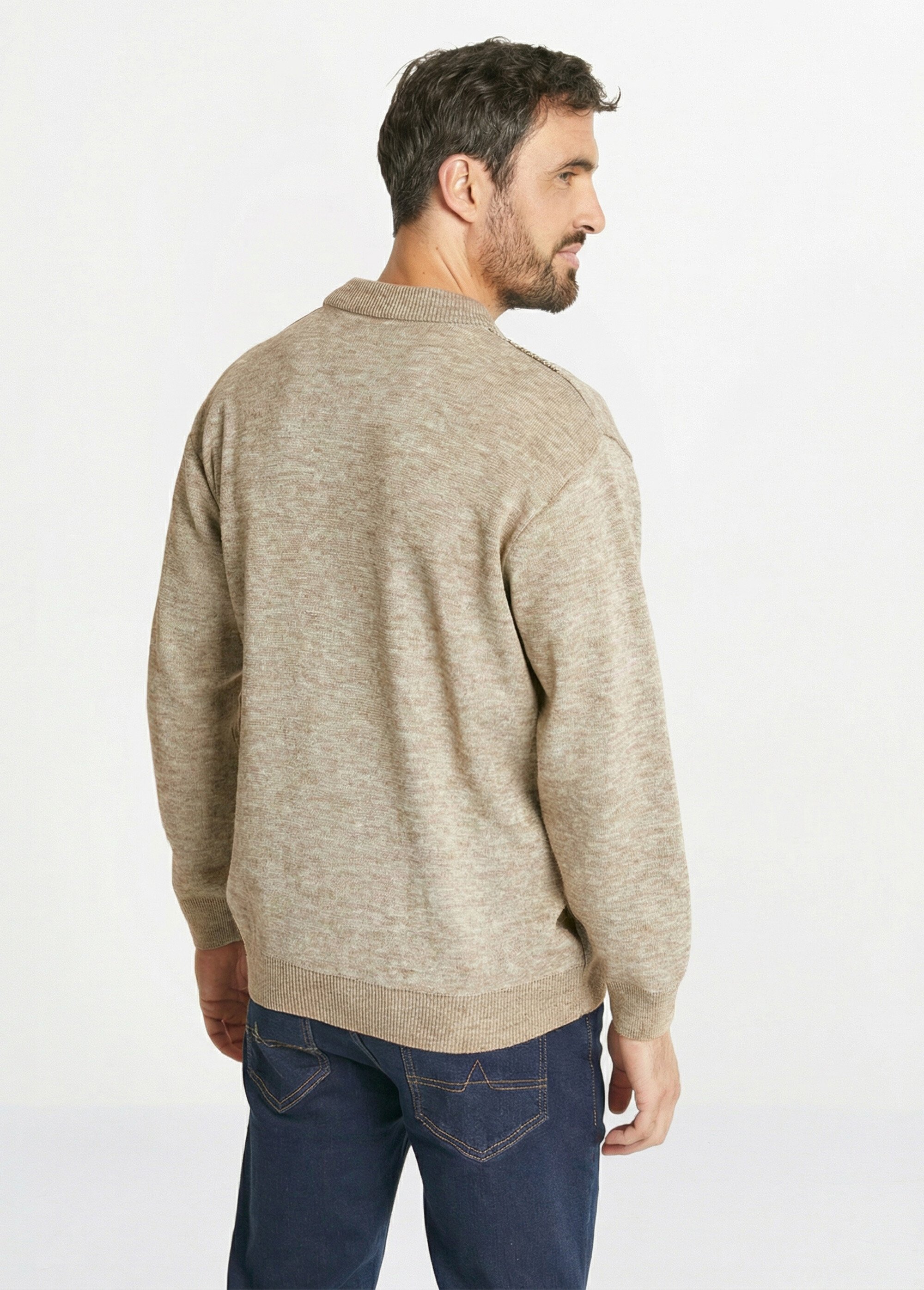 Gilet col V boutonné manches longues laine Homme Beige FRISSON DO1