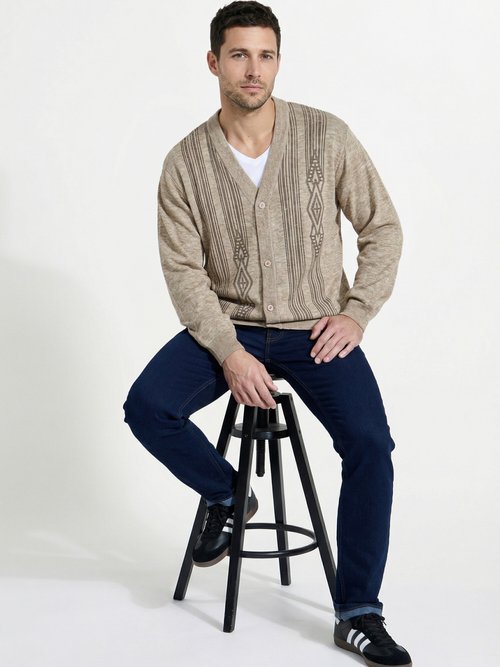 Gilet col V boutonné manches longues laine Homme Beige FRISSON SI1