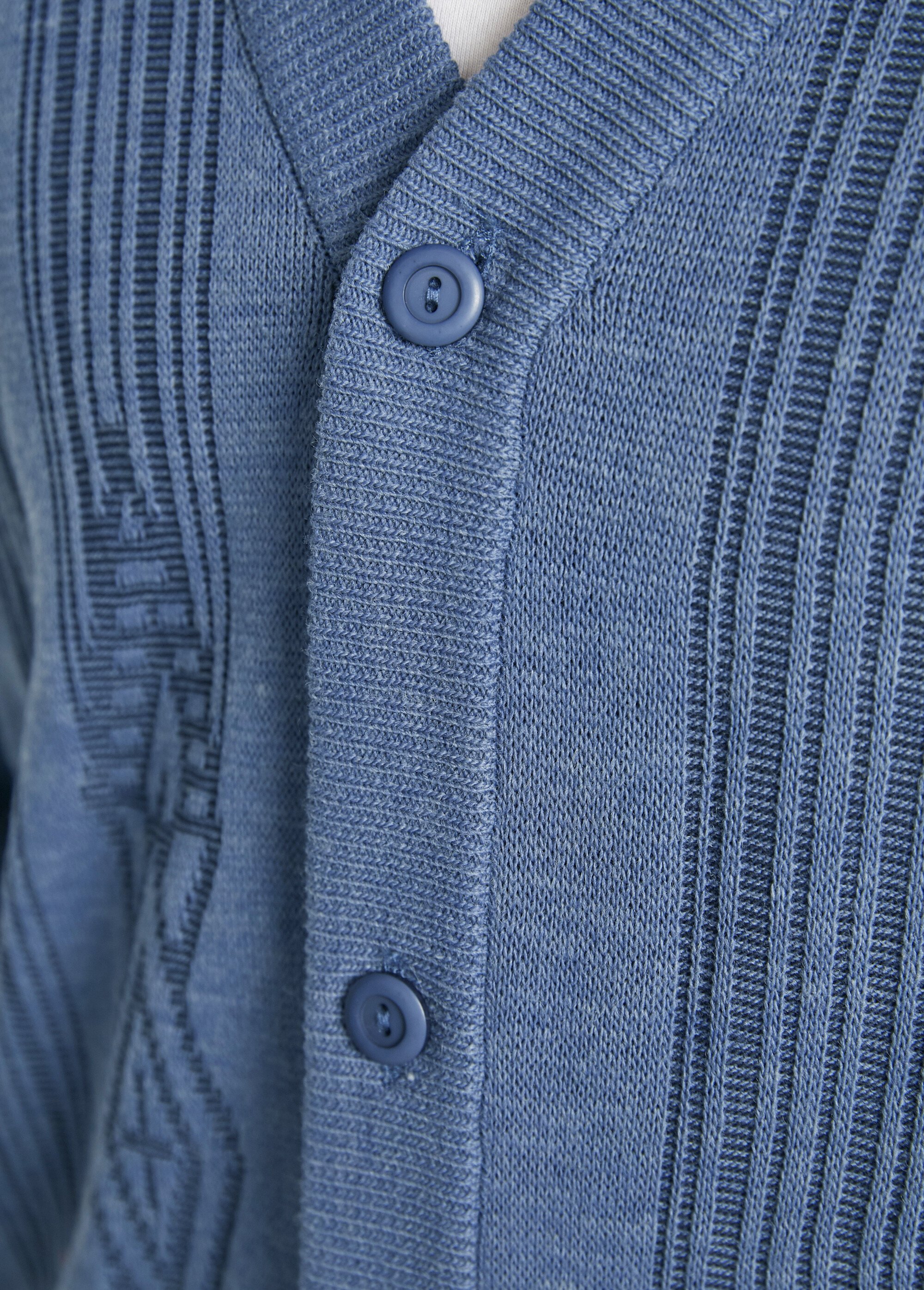 Gilet col V boutonné manches longues laine Homme Bleu FRISSON DE2