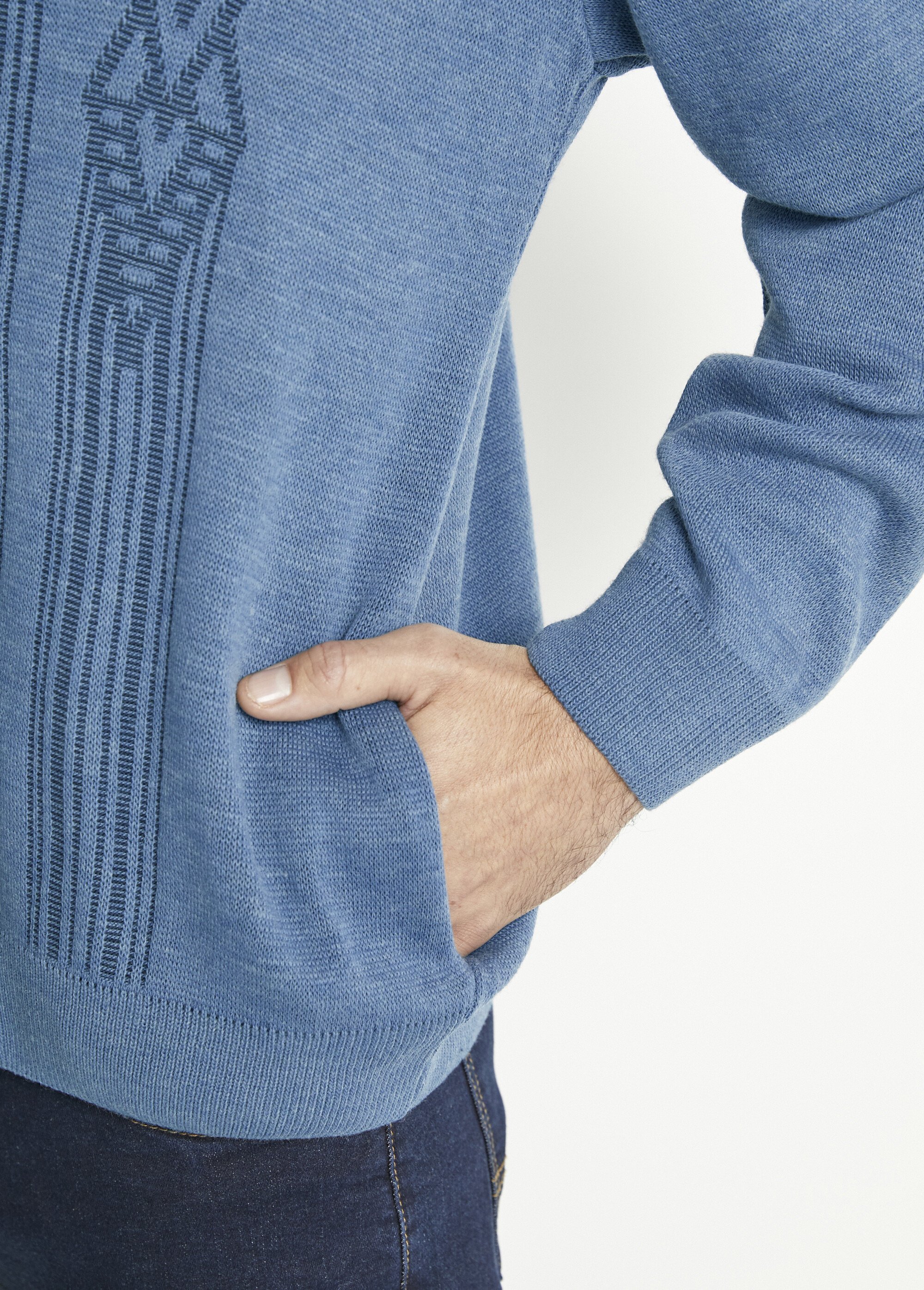 Gilet col V boutonné manches longues laine Homme Bleu FRISSON DE3