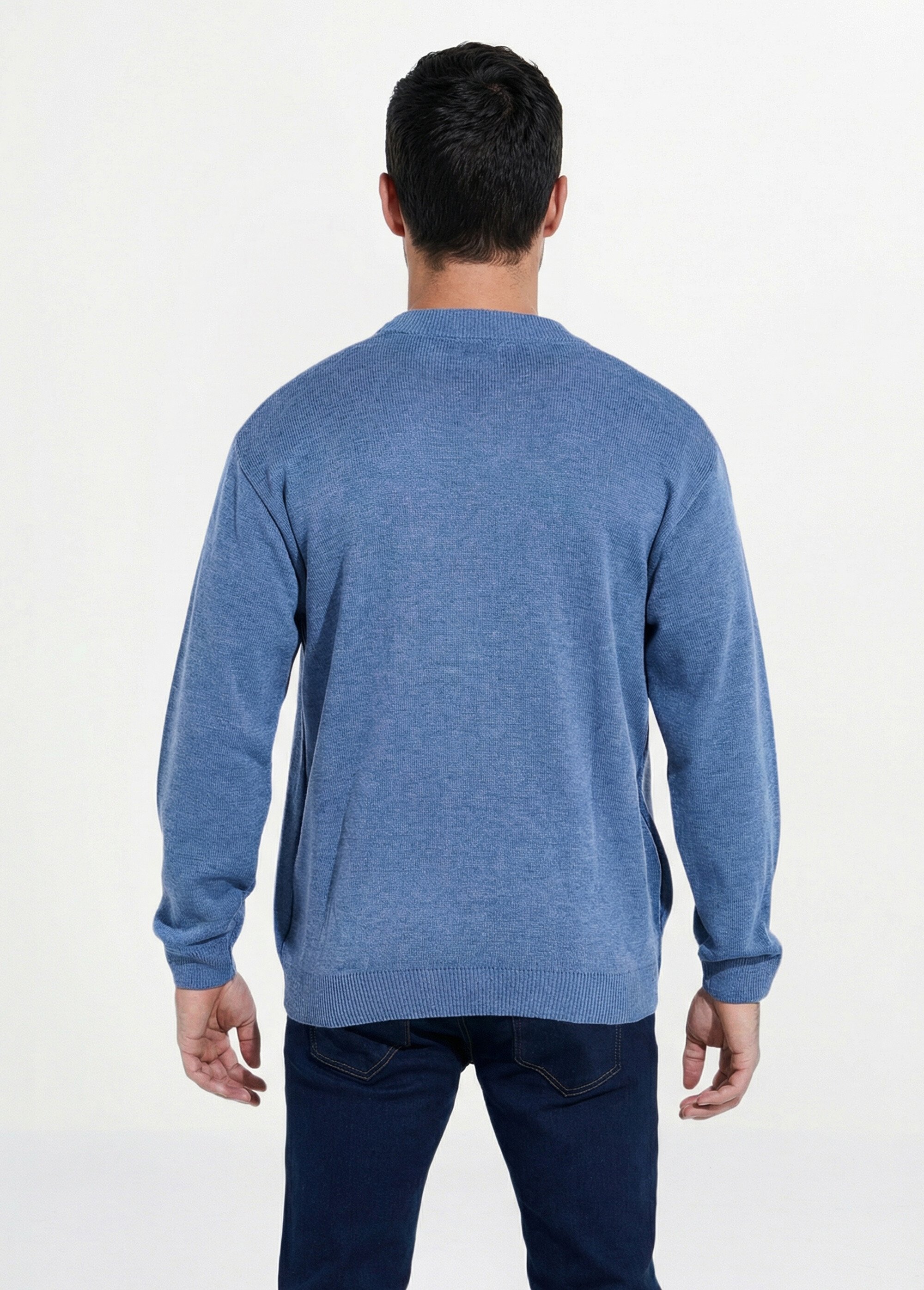 Gilet col V boutonné manches longues laine Homme Bleu FRISSON DO1