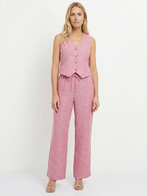 Gilet de costume rayé aspect irrégulier Femme Rose MOD-GIKOURA SF1