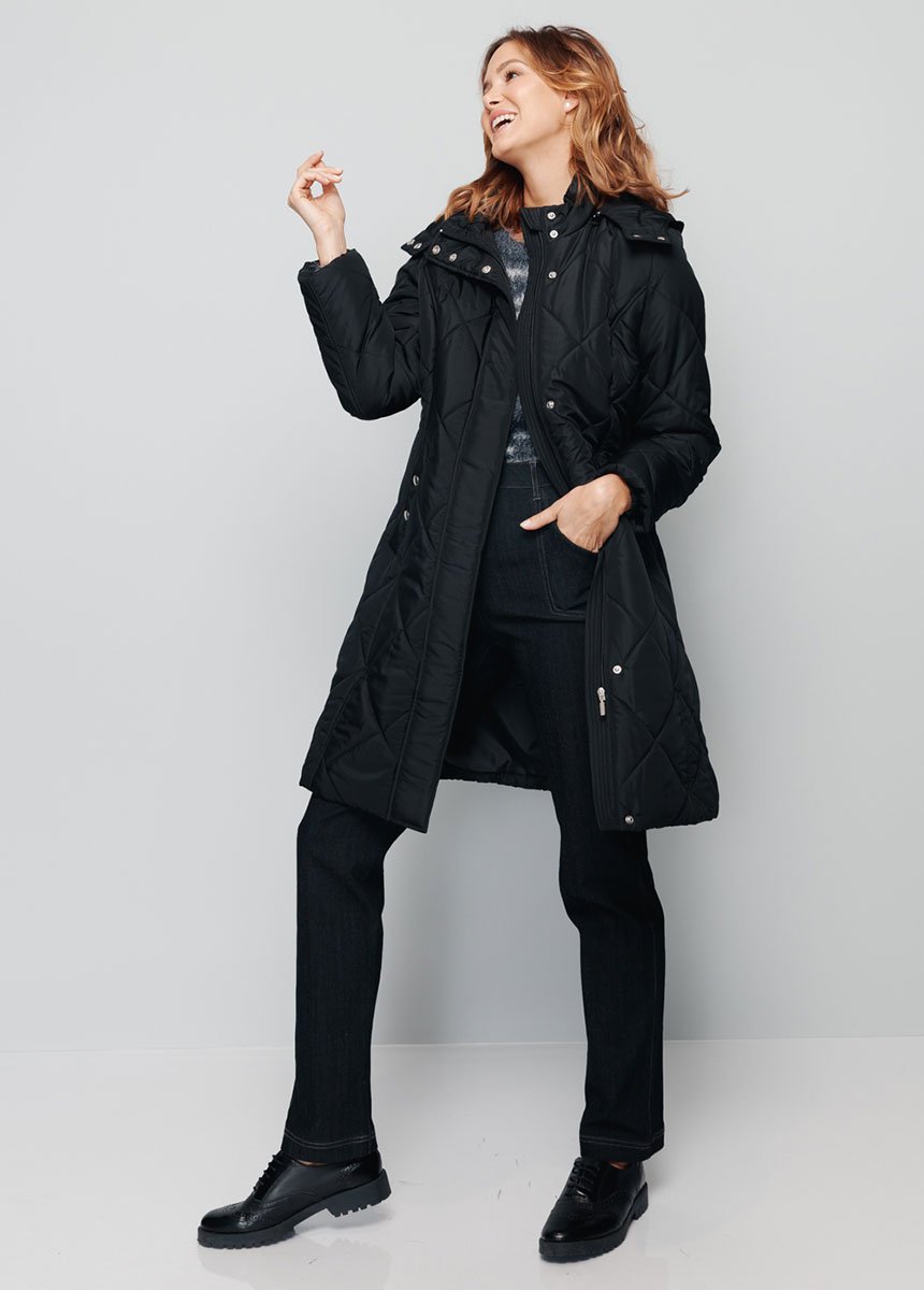Manteau hiver long matelassé à capuche