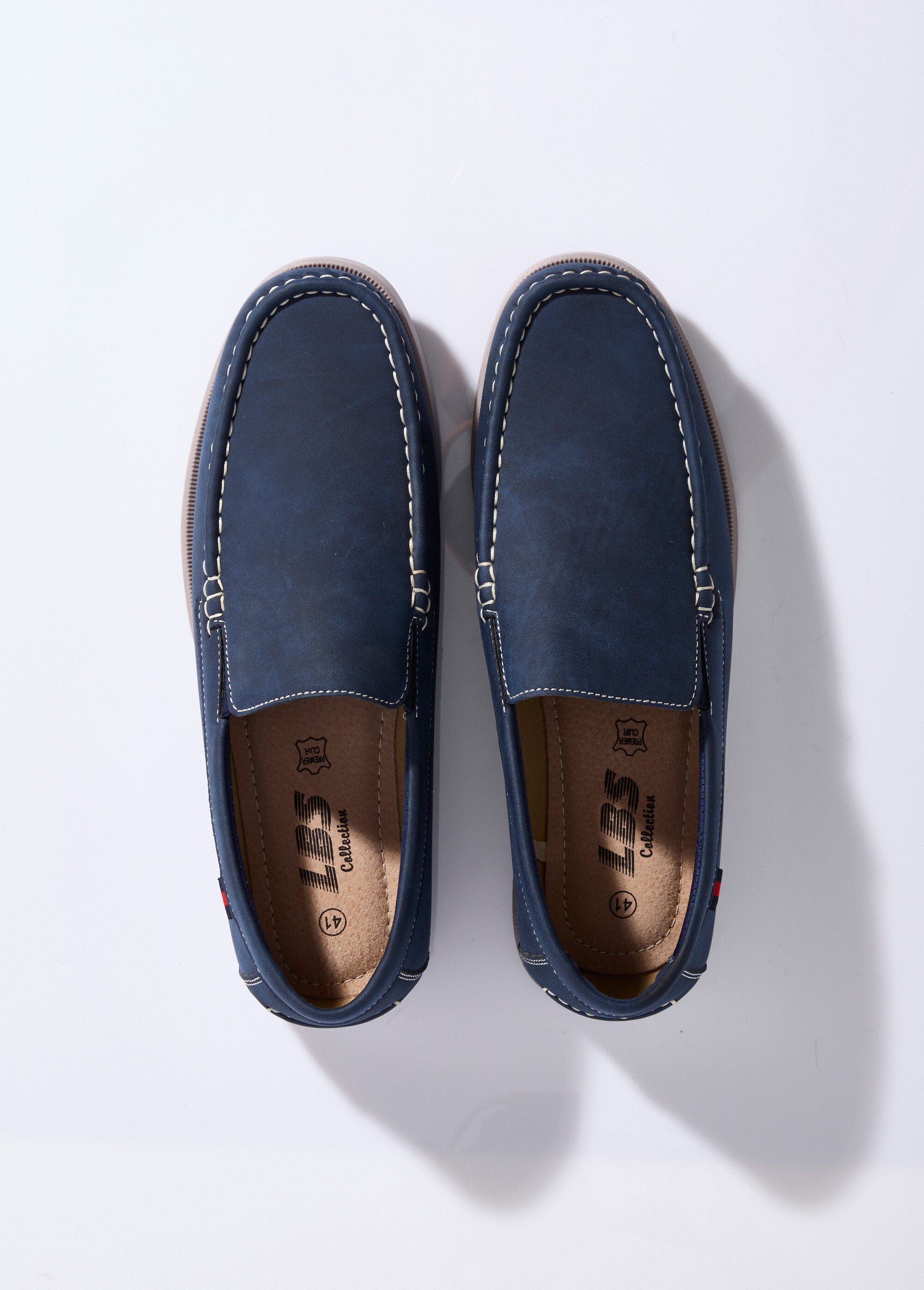 Mocassins inspiration chaussures bateau Homme Bleu LBS-FRS9593 OV1