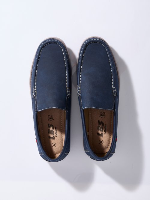 Mocassins inspiration chaussures bateau Homme Bleu LBS-FRS9593 OV1