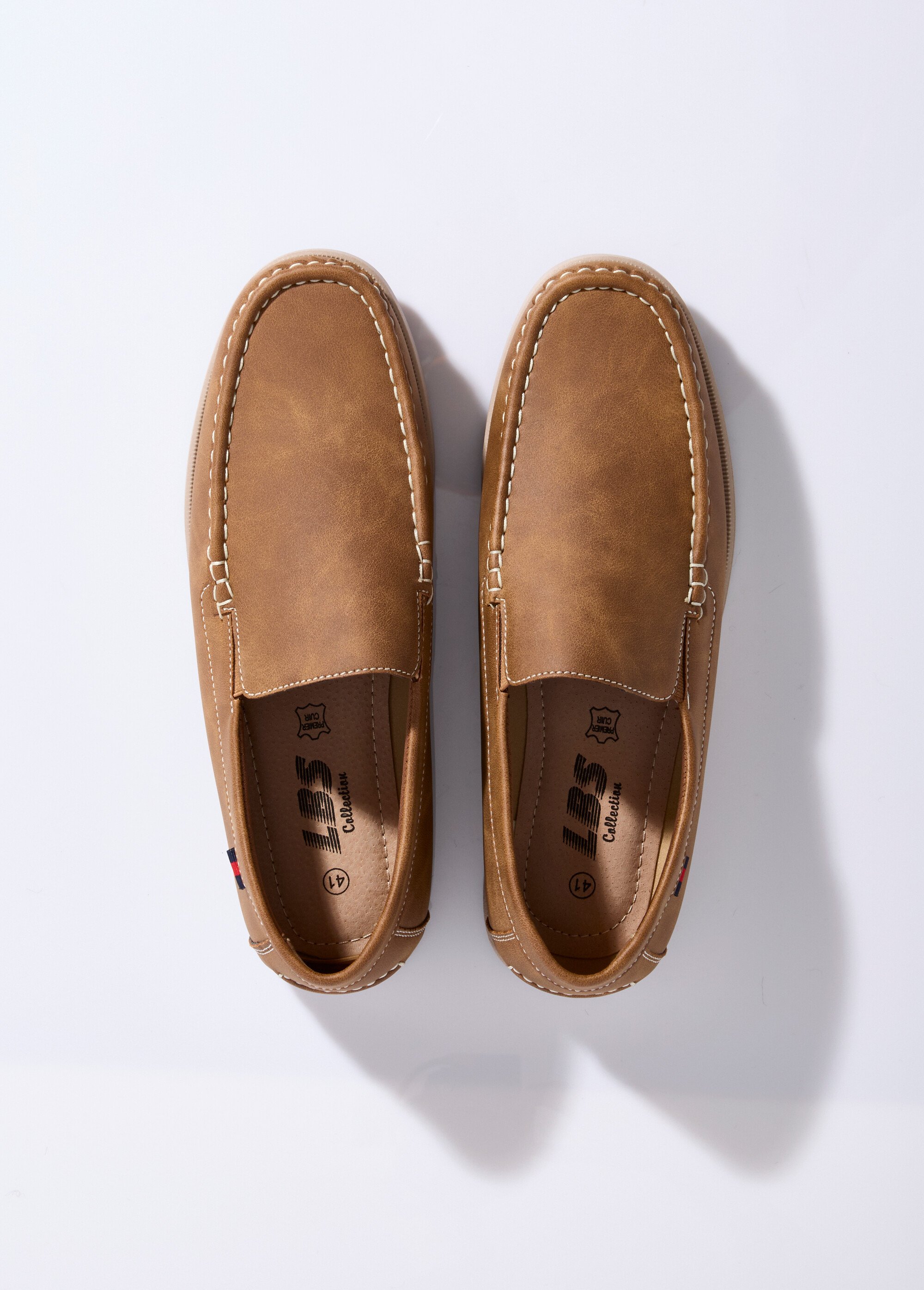 Mocassins inspiration chaussures bateau Homme Marron LBS-FRS9593 OV1