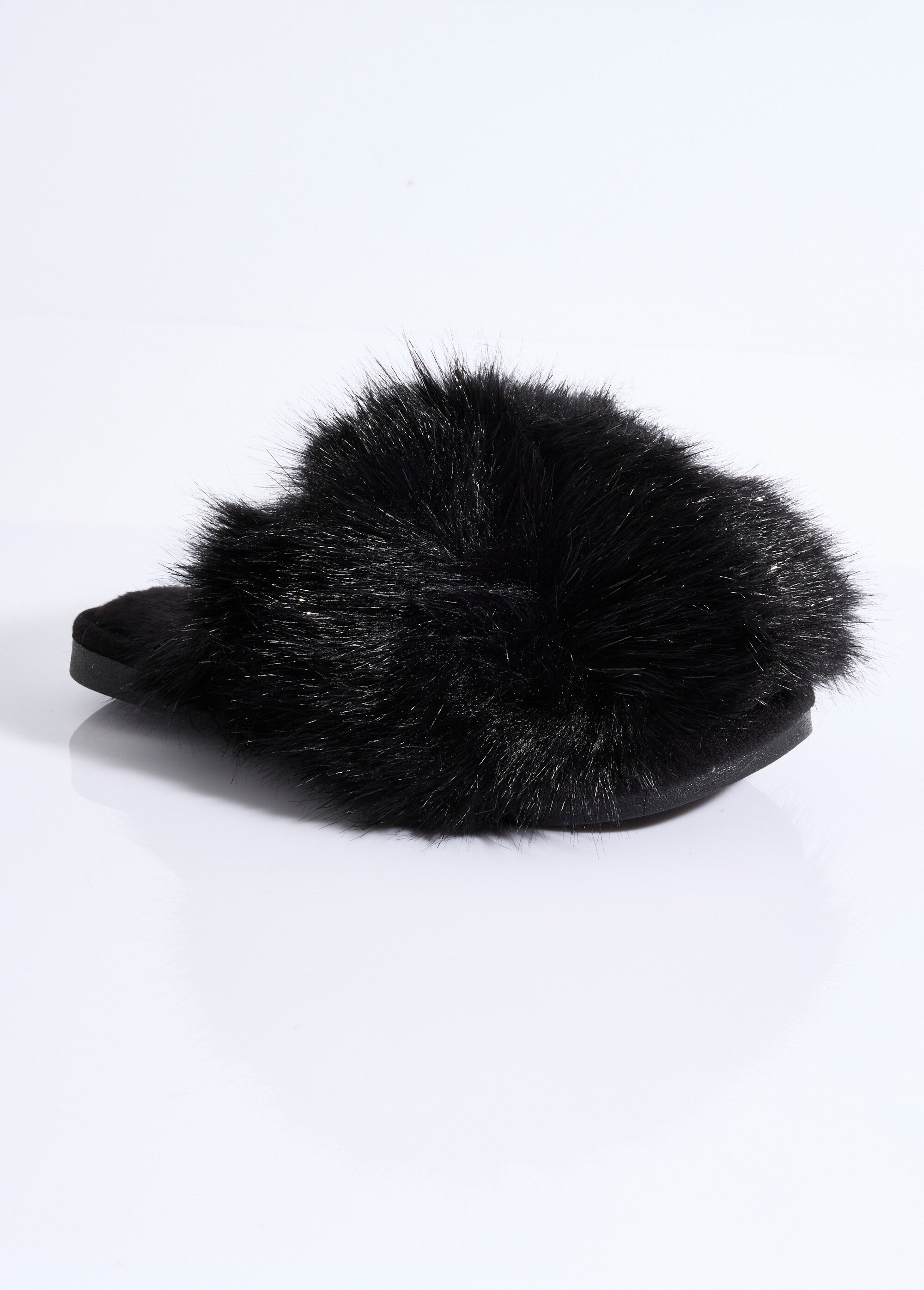 Mules en fausse fourrure longs poils