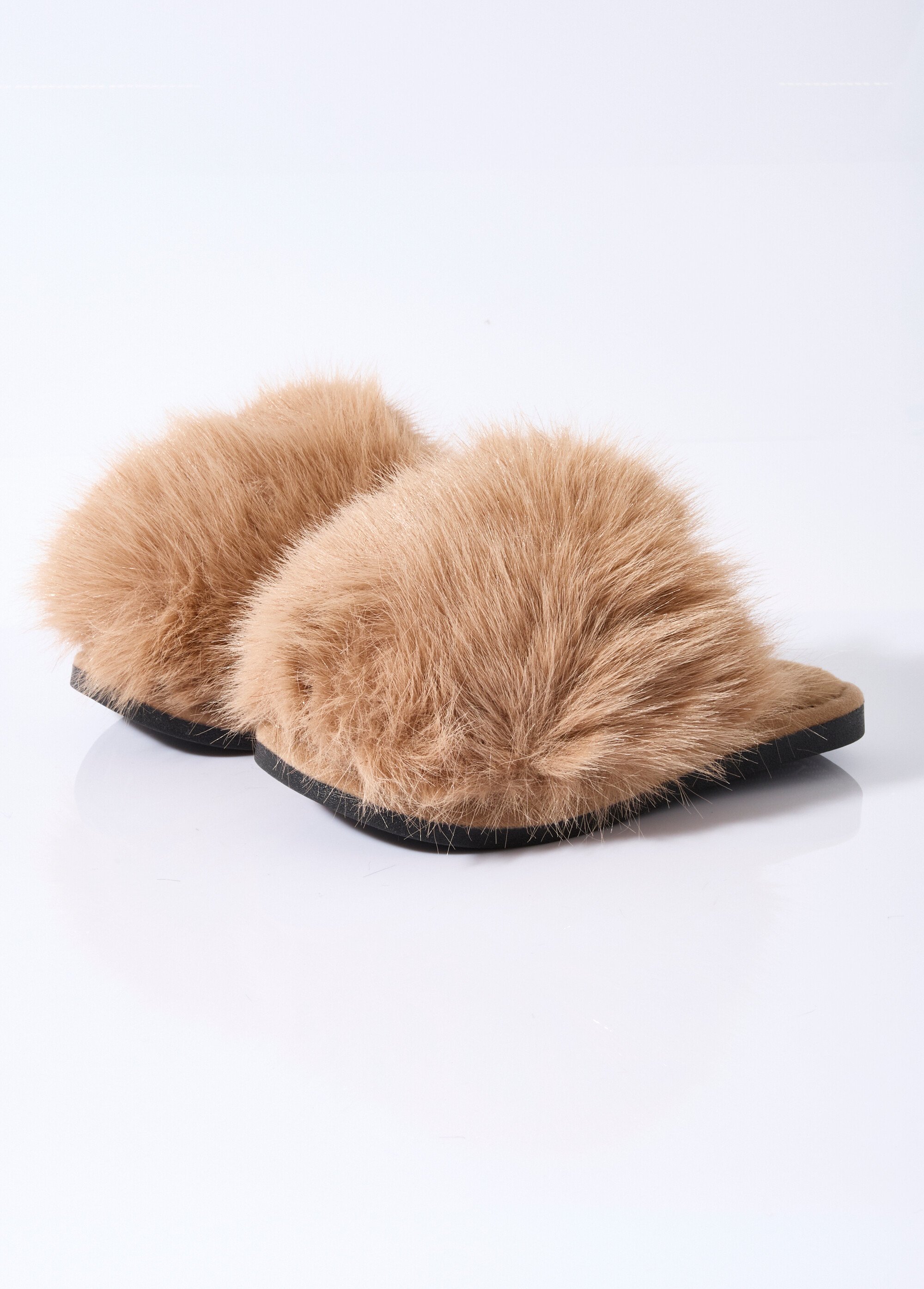 Mules en fausse fourrure longs poils