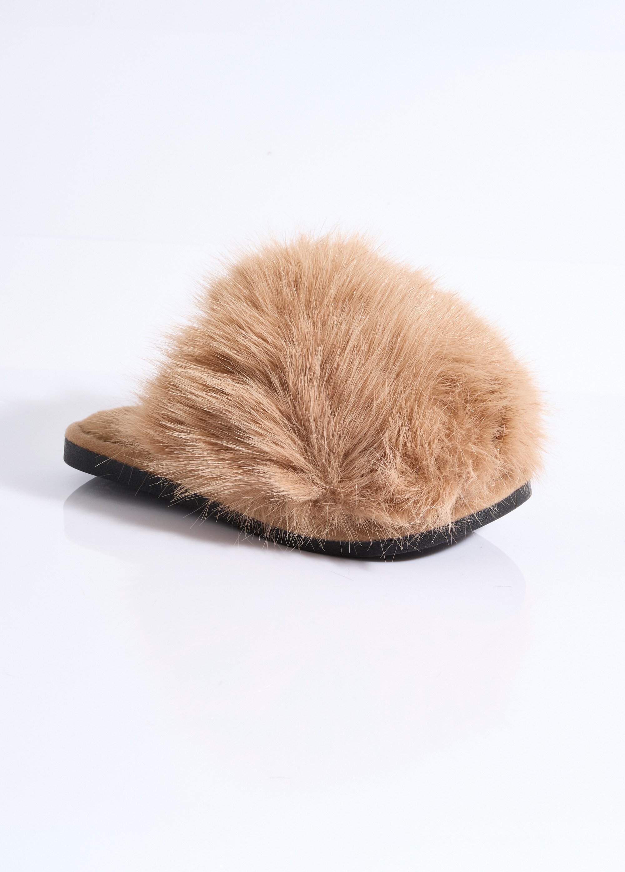 Mules en fausse fourrure longs poils