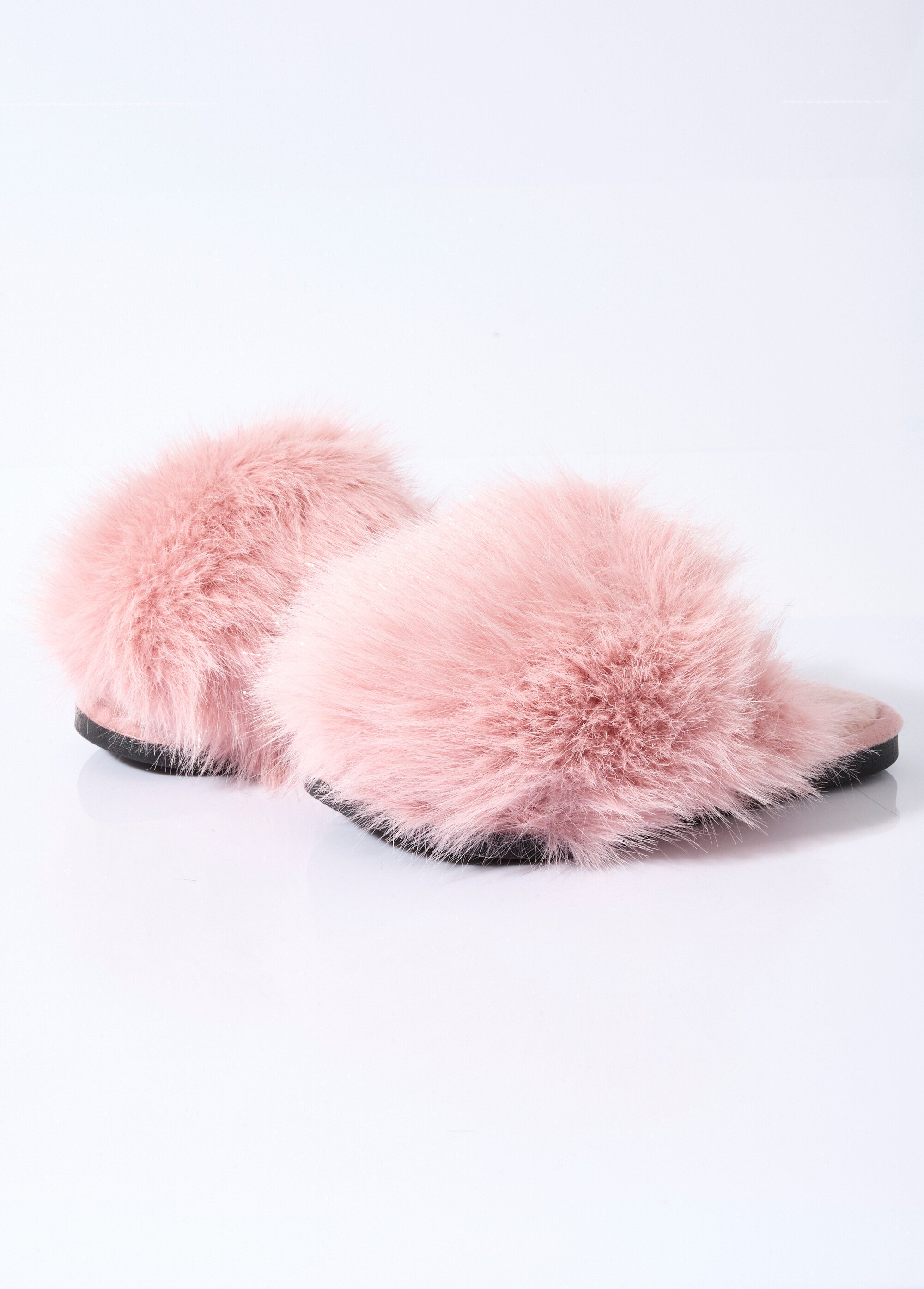Mules en fausse fourrure longs poils