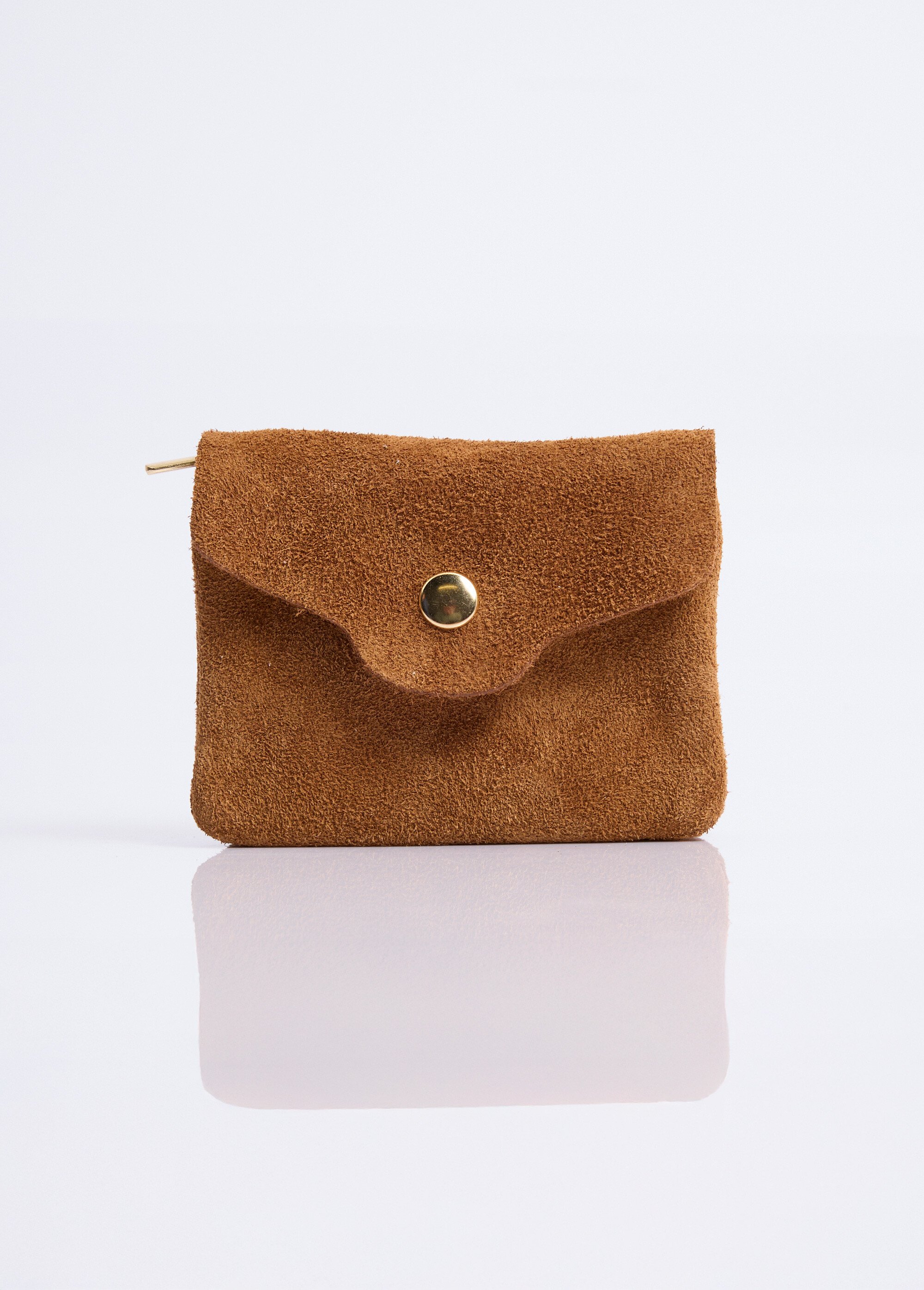 Petit porte monnaie zippé en cuir suédé Femme Marron NES342W2602 FA1