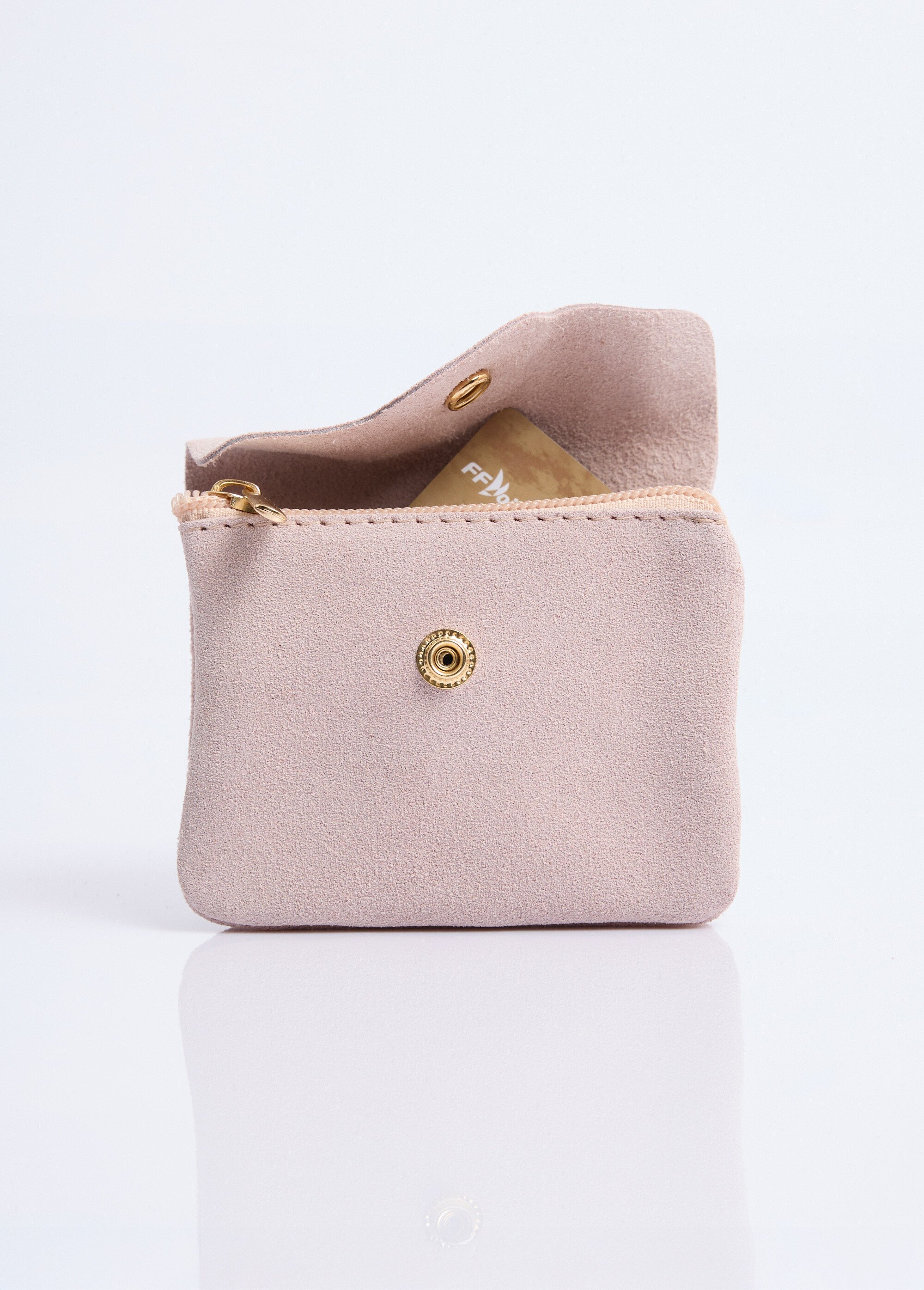Petit porte monnaie zippé en cuir suédé Femme Rose NES342W2602 DE1