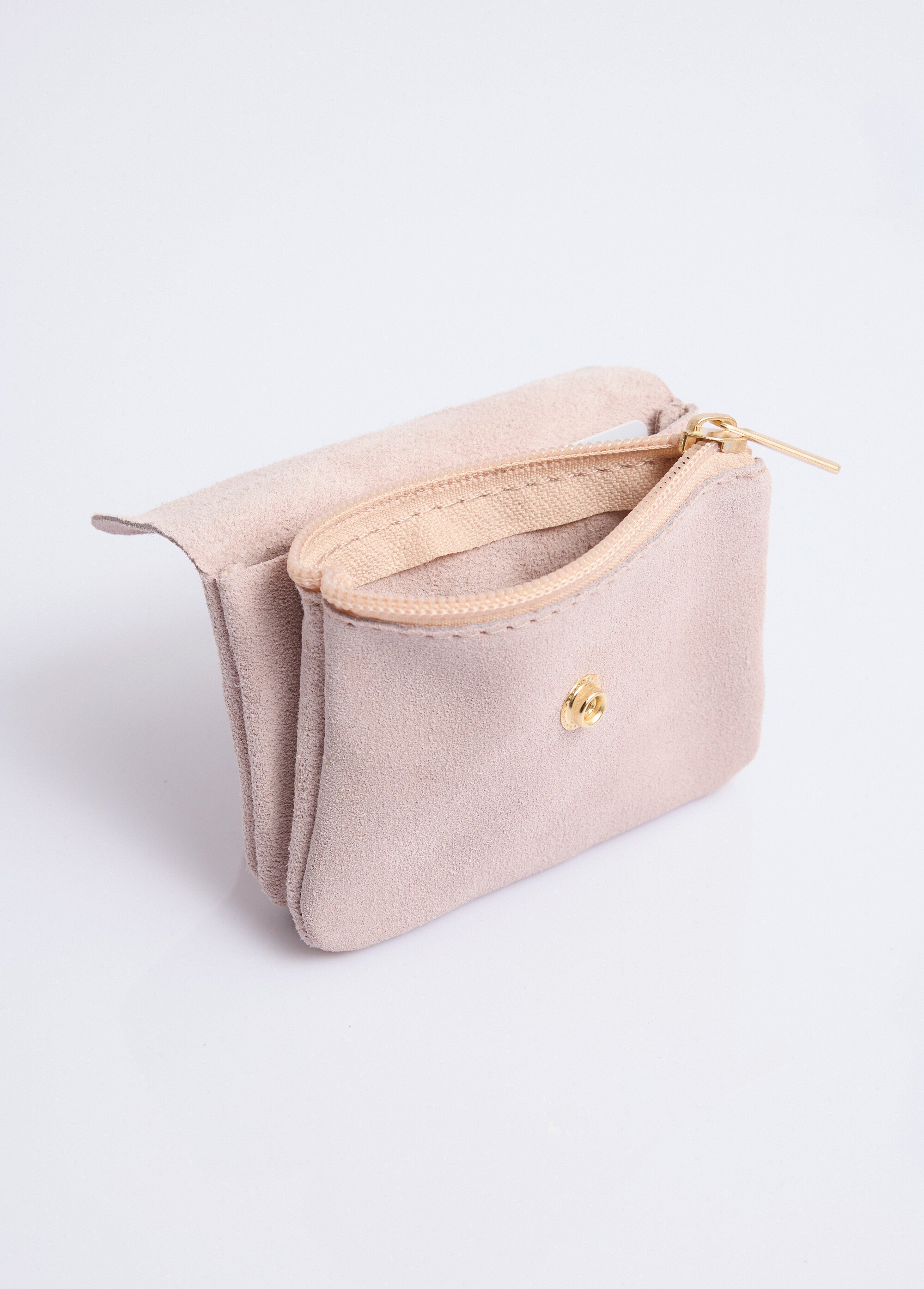 Petit porte monnaie zippé en cuir suédé Femme Rose NES342W2602 DE2