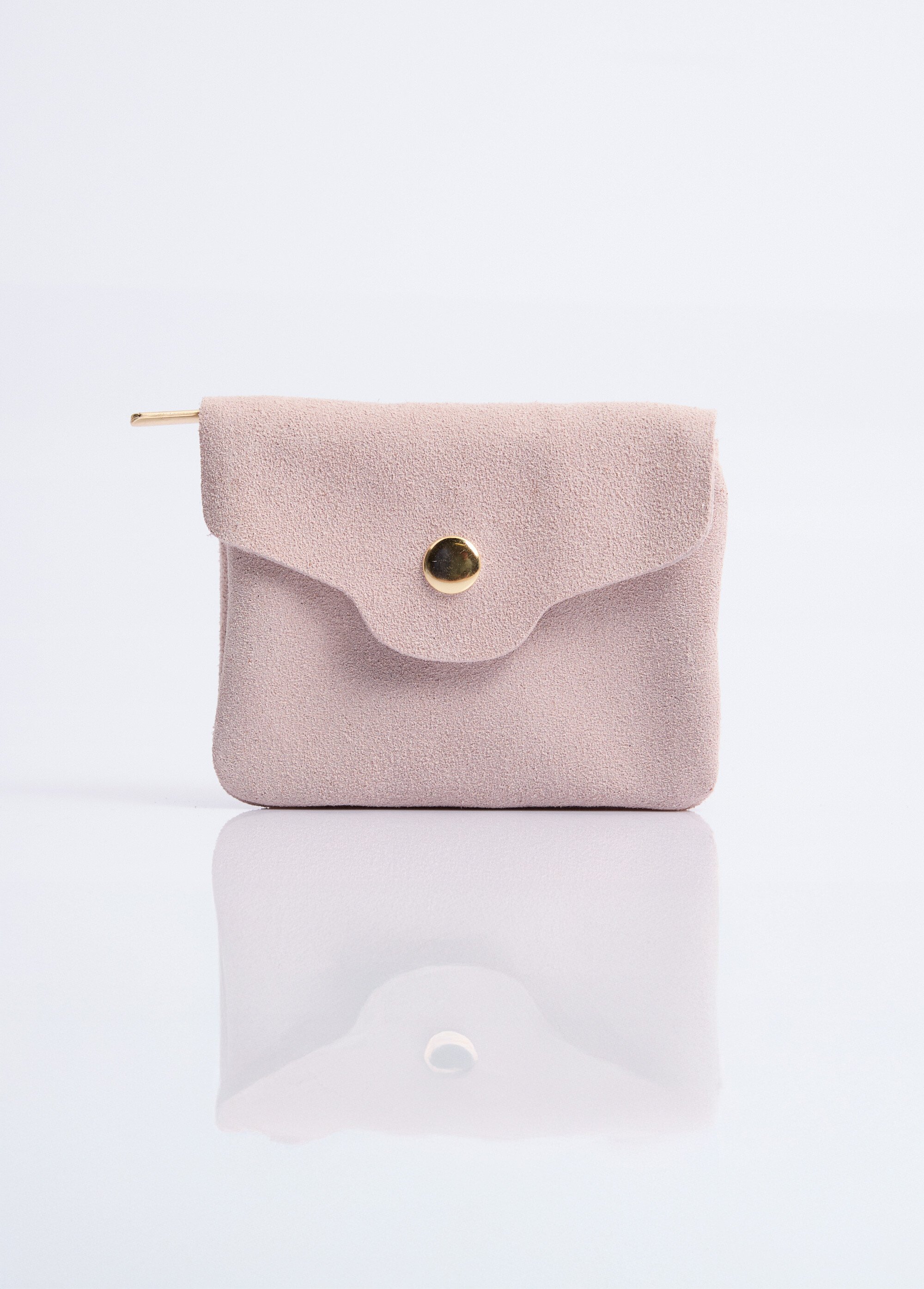Petit porte monnaie zippé en cuir suédé Femme Rose NES342W2602 FA1