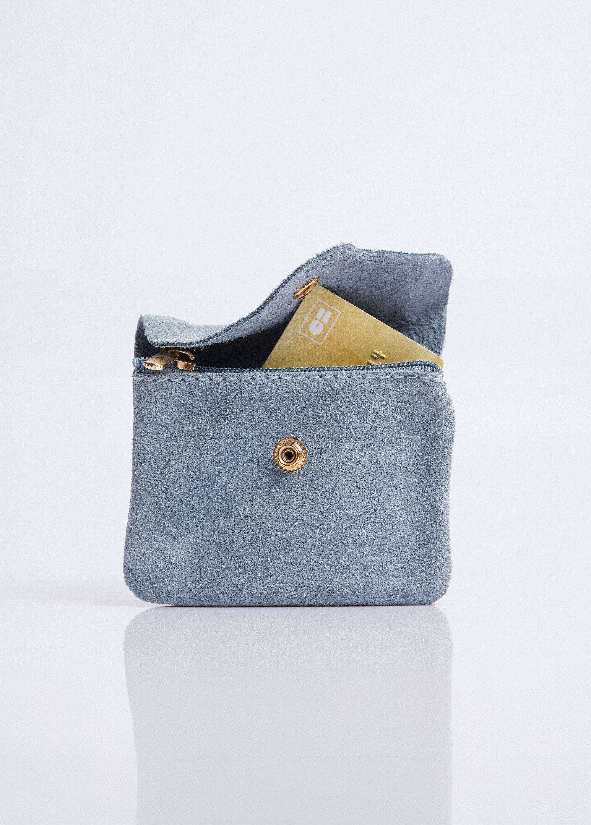 Petit porte monnaie zippé en cuir suédé Femme Bleu NES342W2602 DE1