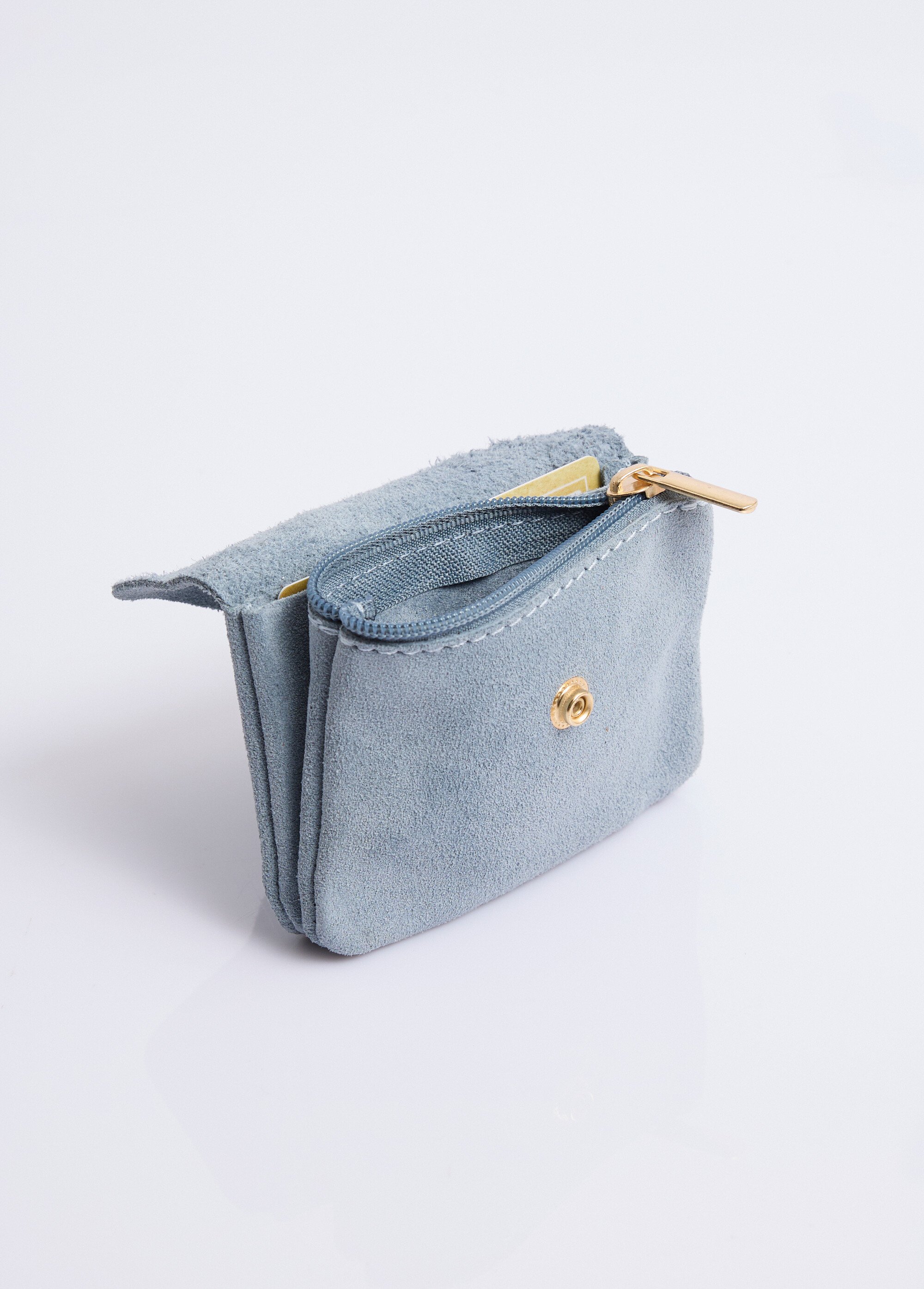 Petit porte monnaie zippé en cuir suédé Femme Bleu NES342W2602 DE2