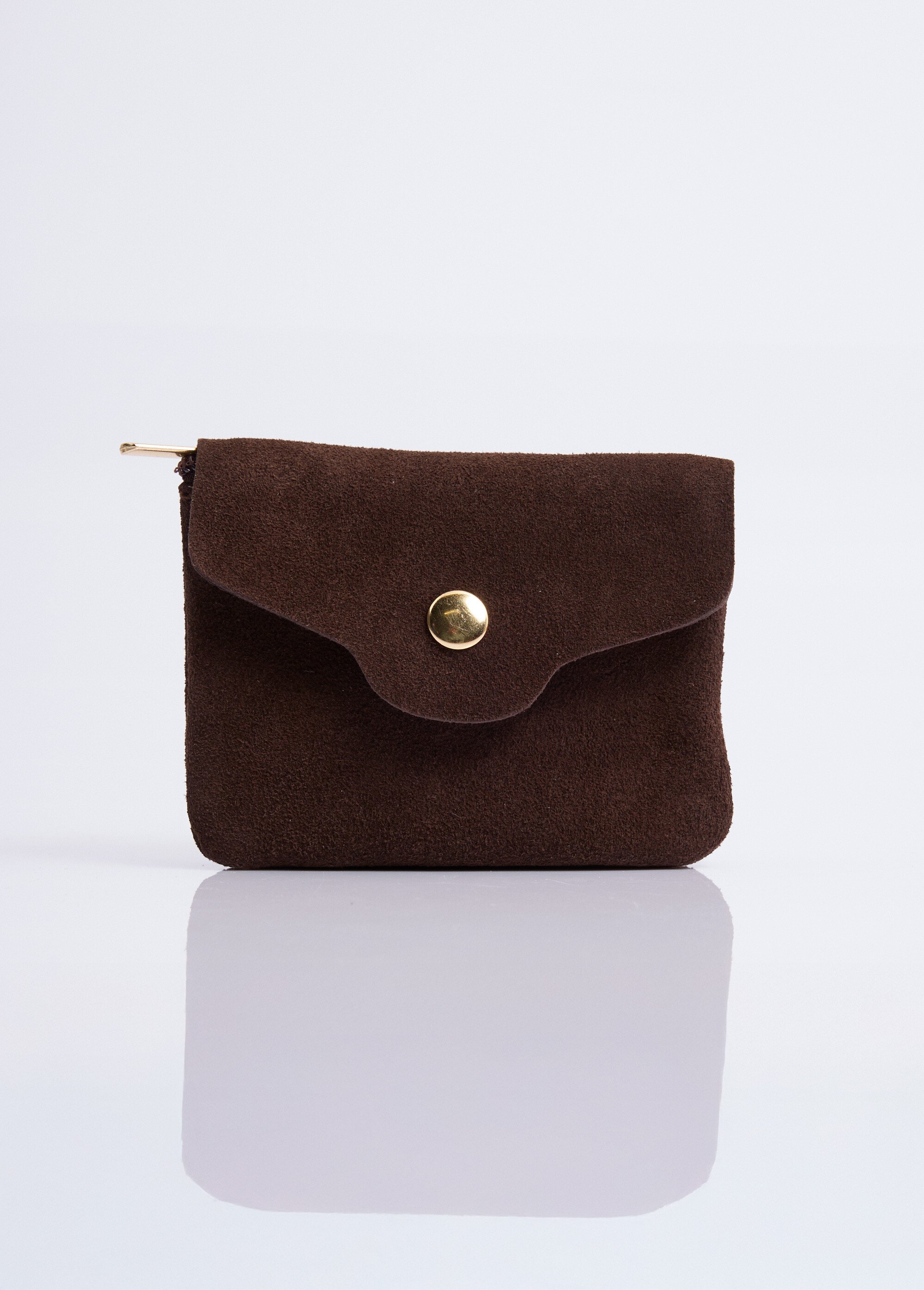 Petit porte monnaie zippé en cuir suédé Femme Marron NES342W2602 FA1