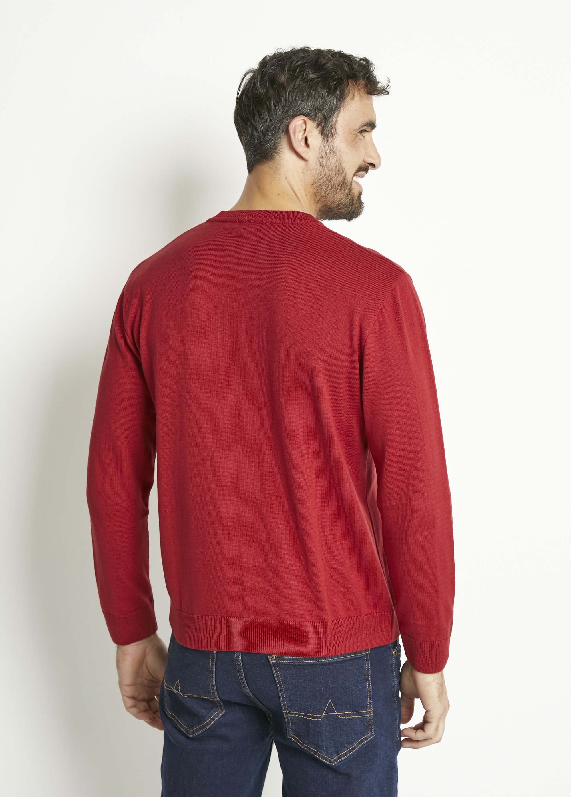 Pull col V manches longues coton