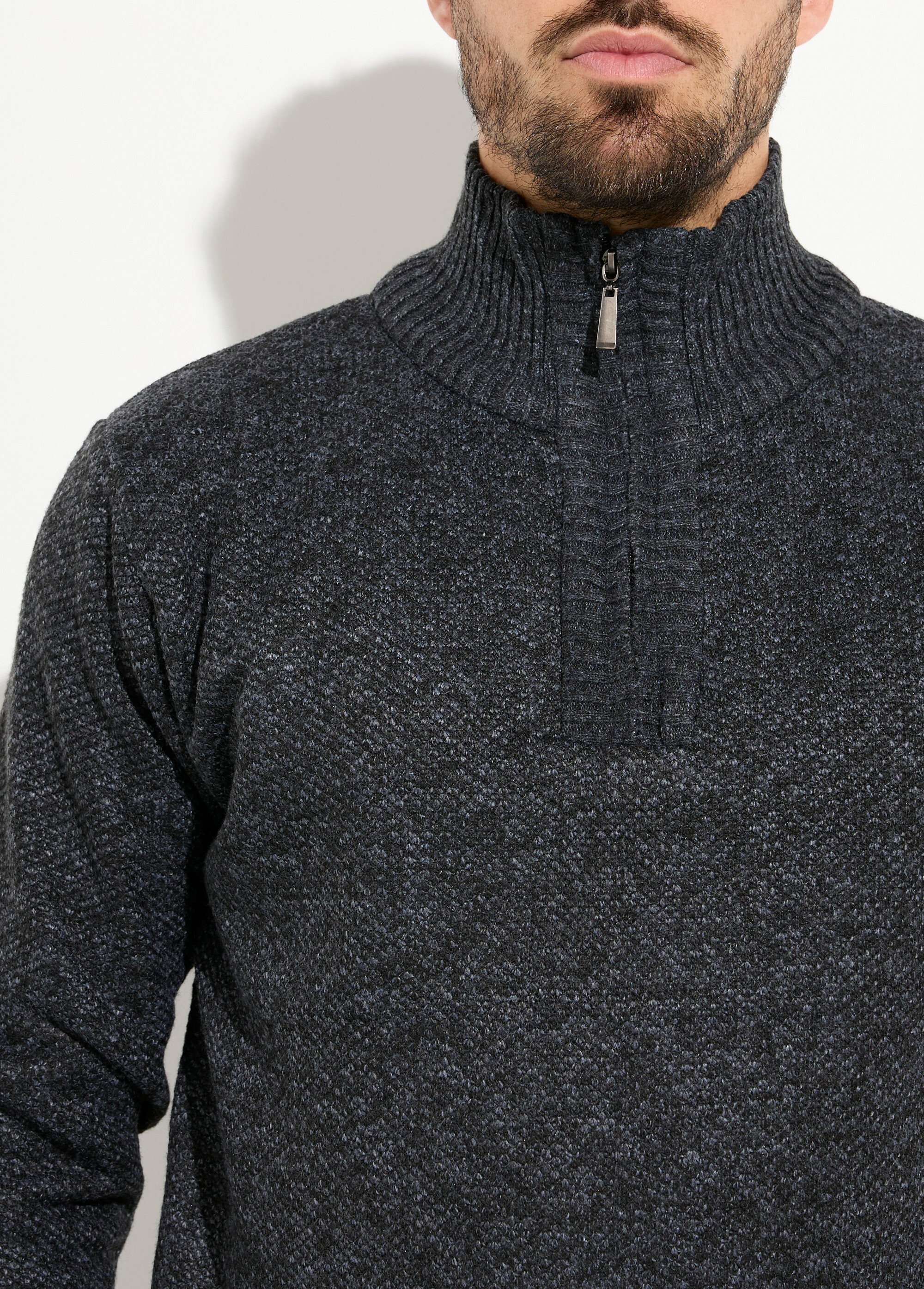 Pull col zippé chaud intérieur polaire
