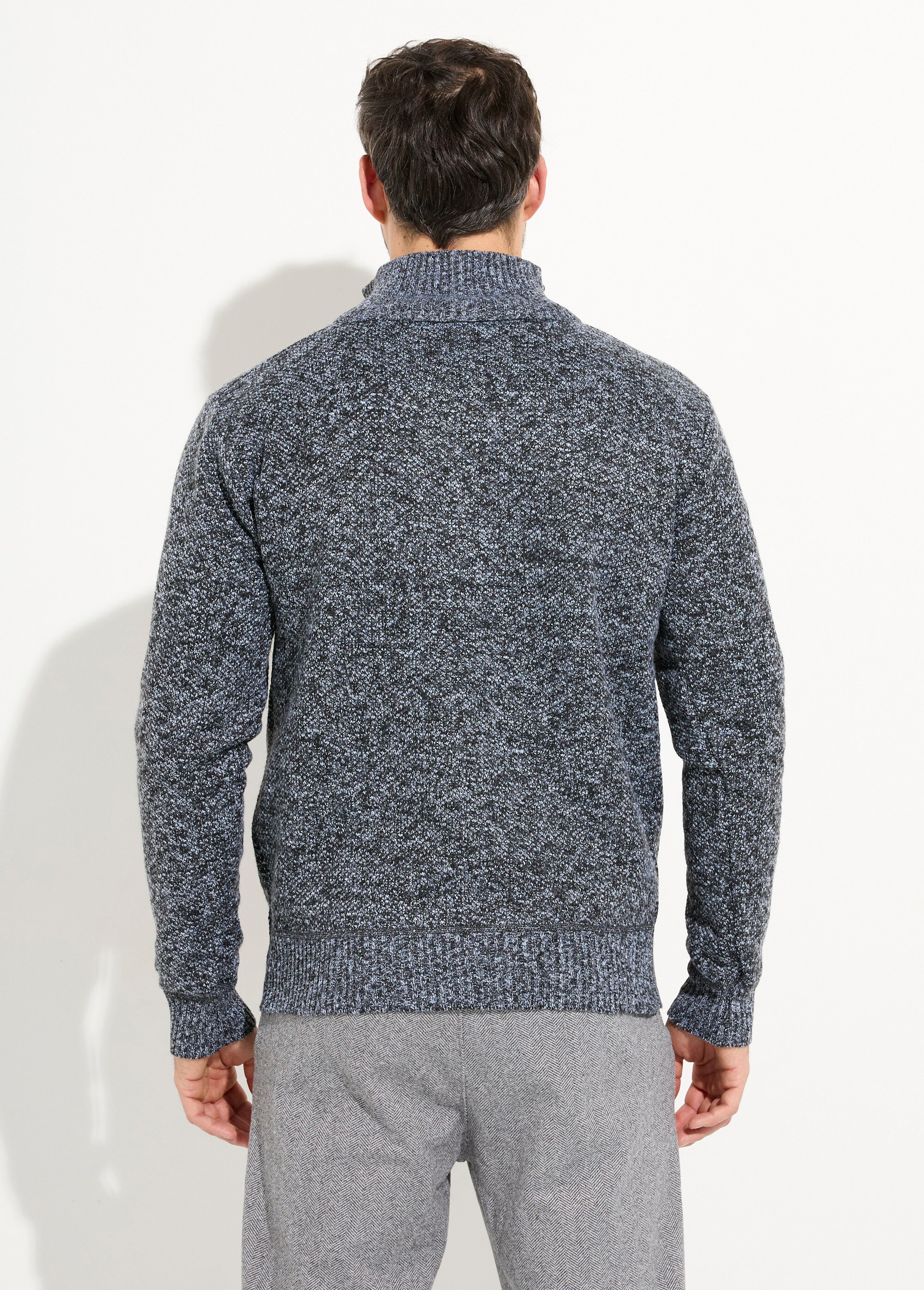 Pull col zippé chaud intérieur polaire Homme Gris DYL3313 DO1