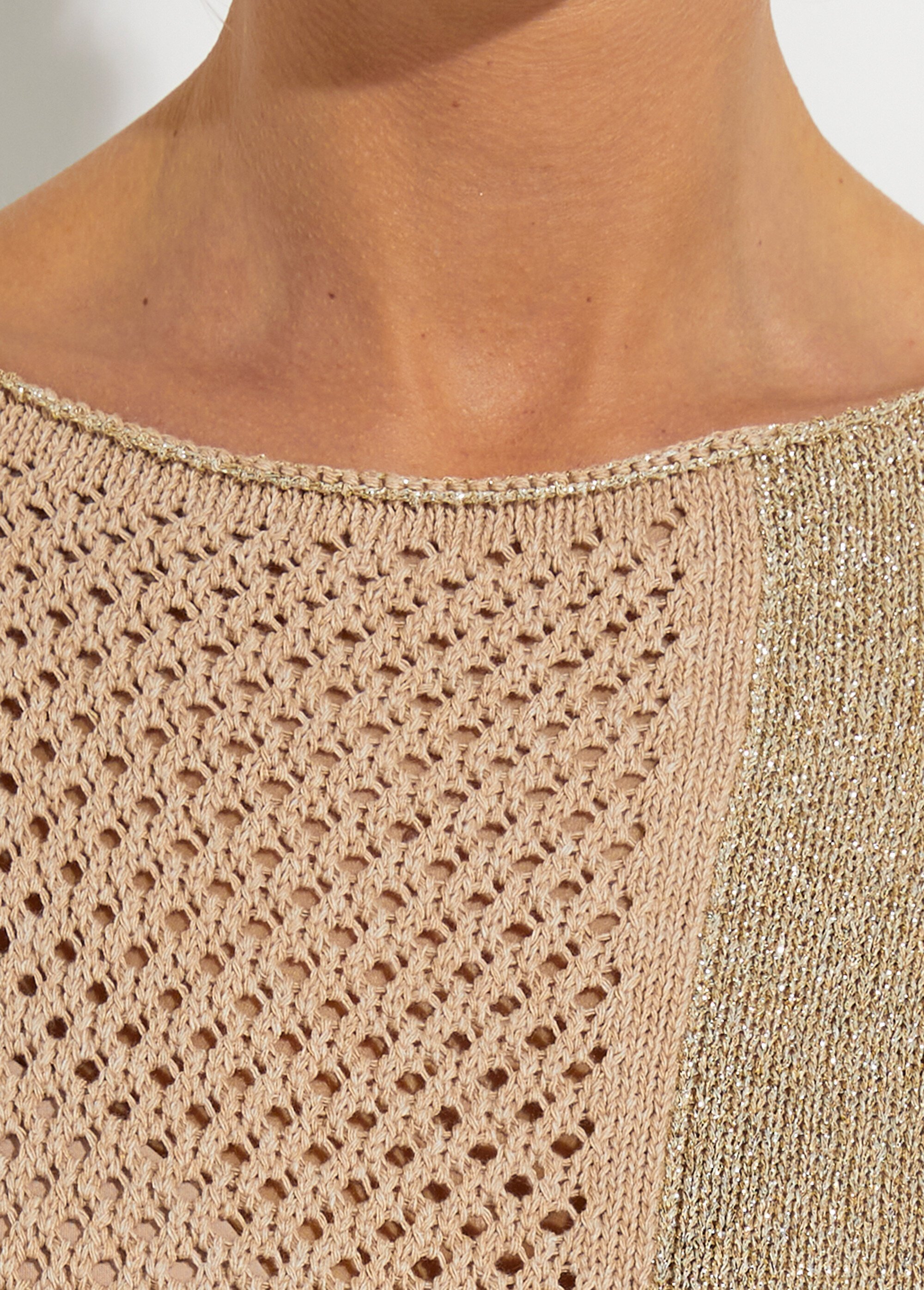 Pull jersey ajouré manches courtes kimono Femme Beige MESDAMES DE2