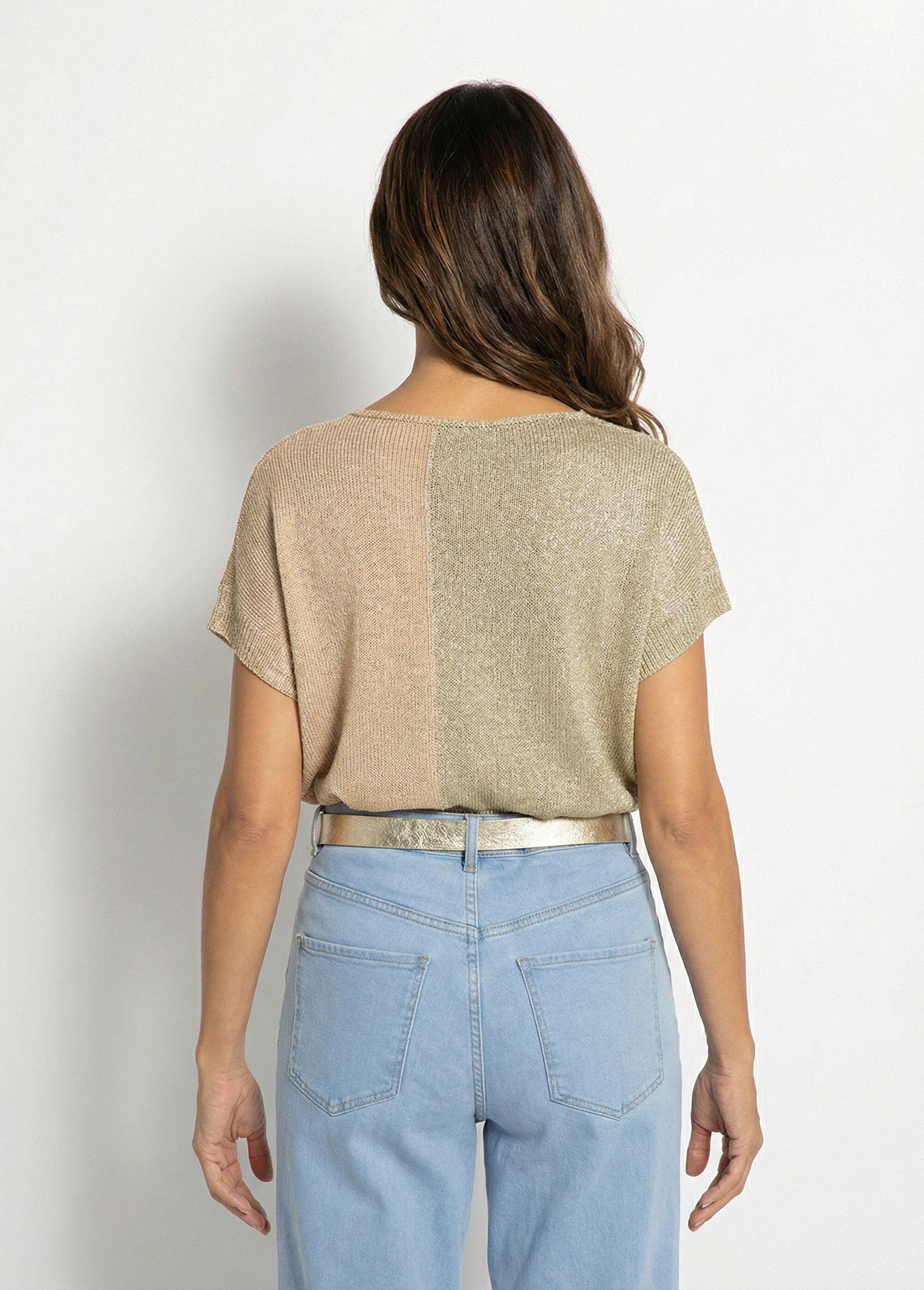 Pull jersey ajouré manches courtes kimono