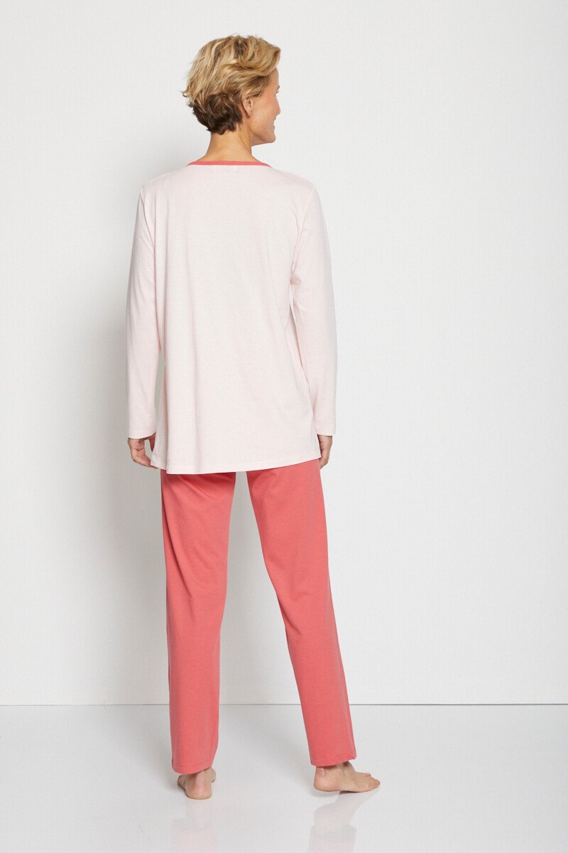 Pyjama imprimé placé en coton Femme ROSE SATIRE DO1