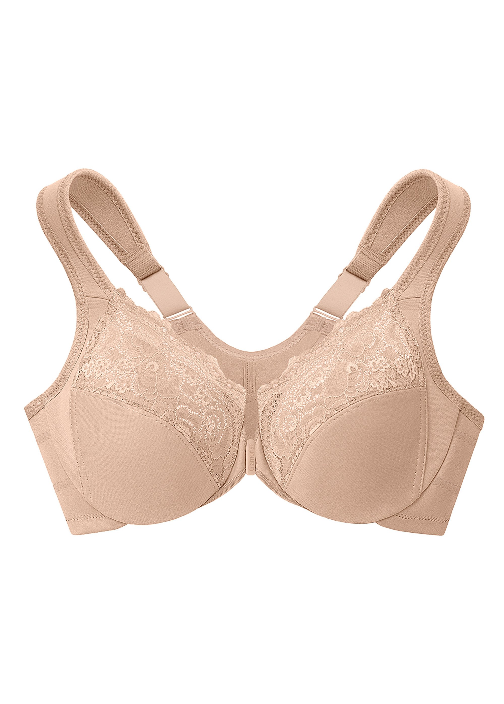 Soutien-gorge WonderWire Dentelle Grandes Tailles Posture ++, Fermeture Frontale et Armatures n°1255 Femme Grande Taille Beige 1255 AP1