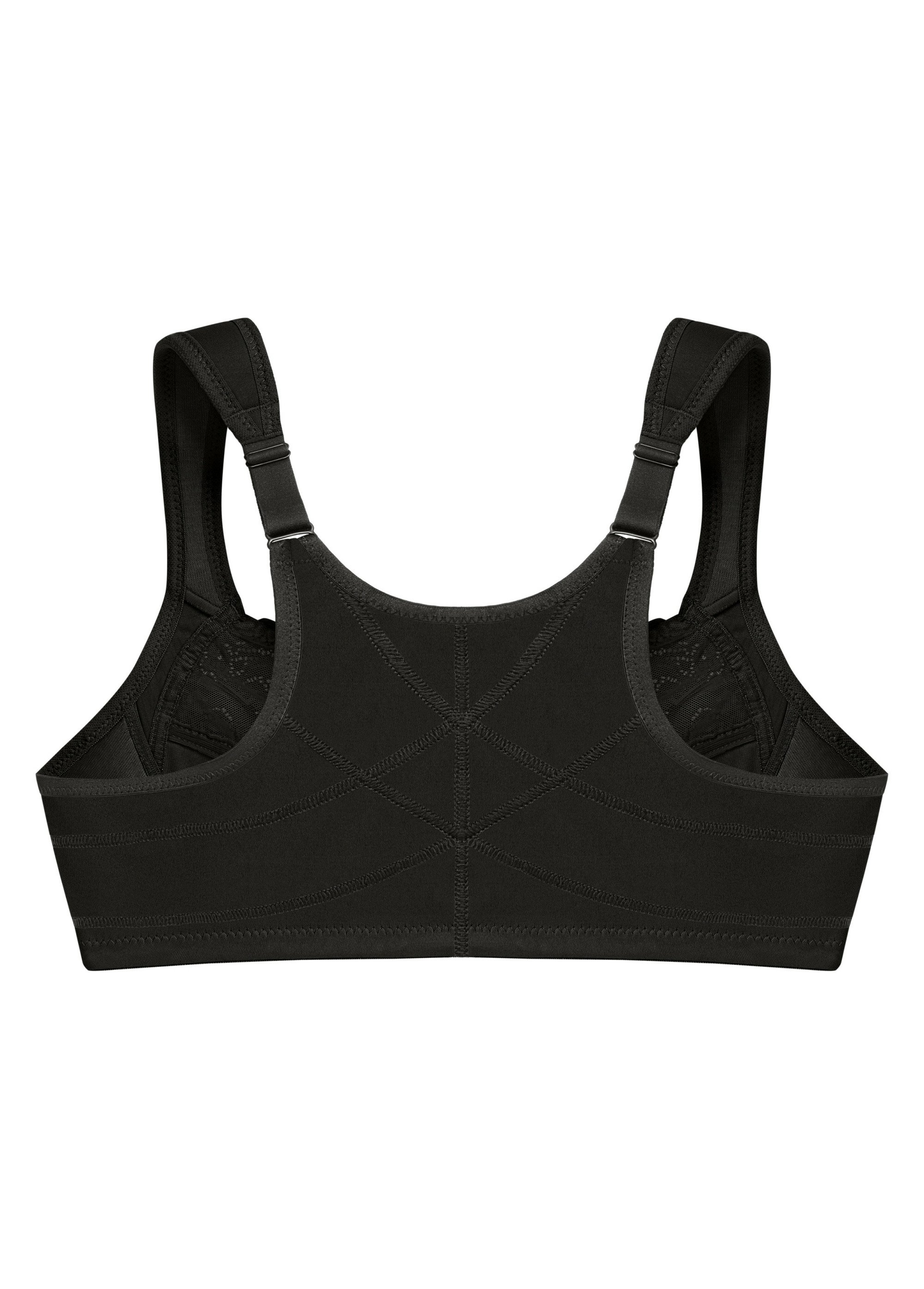 Soutien-gorge WonderWire Dentelle Grandes Tailles Posture ++, Fermeture Frontale et Armatures n°1255 Femme Grande Taille Noir 1255 AP2