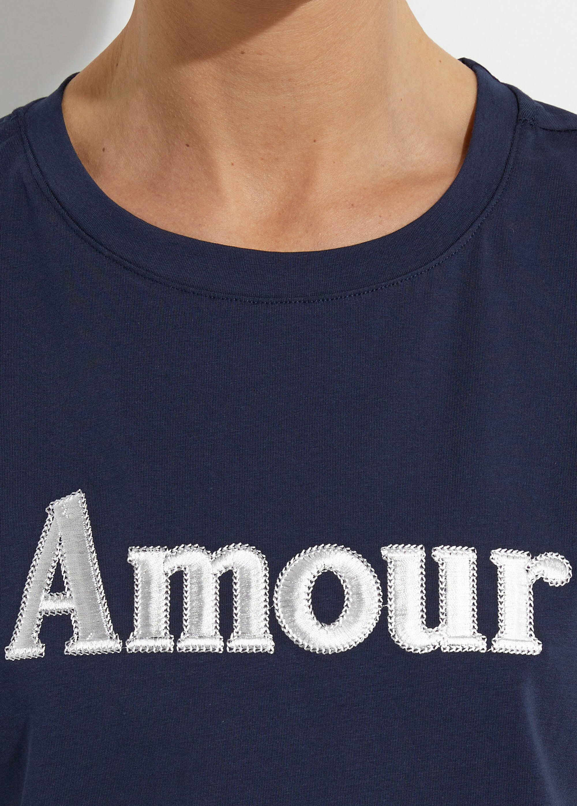 T-shirt coton avec inscription Amour Femme Bleu IKB-50065 DE2