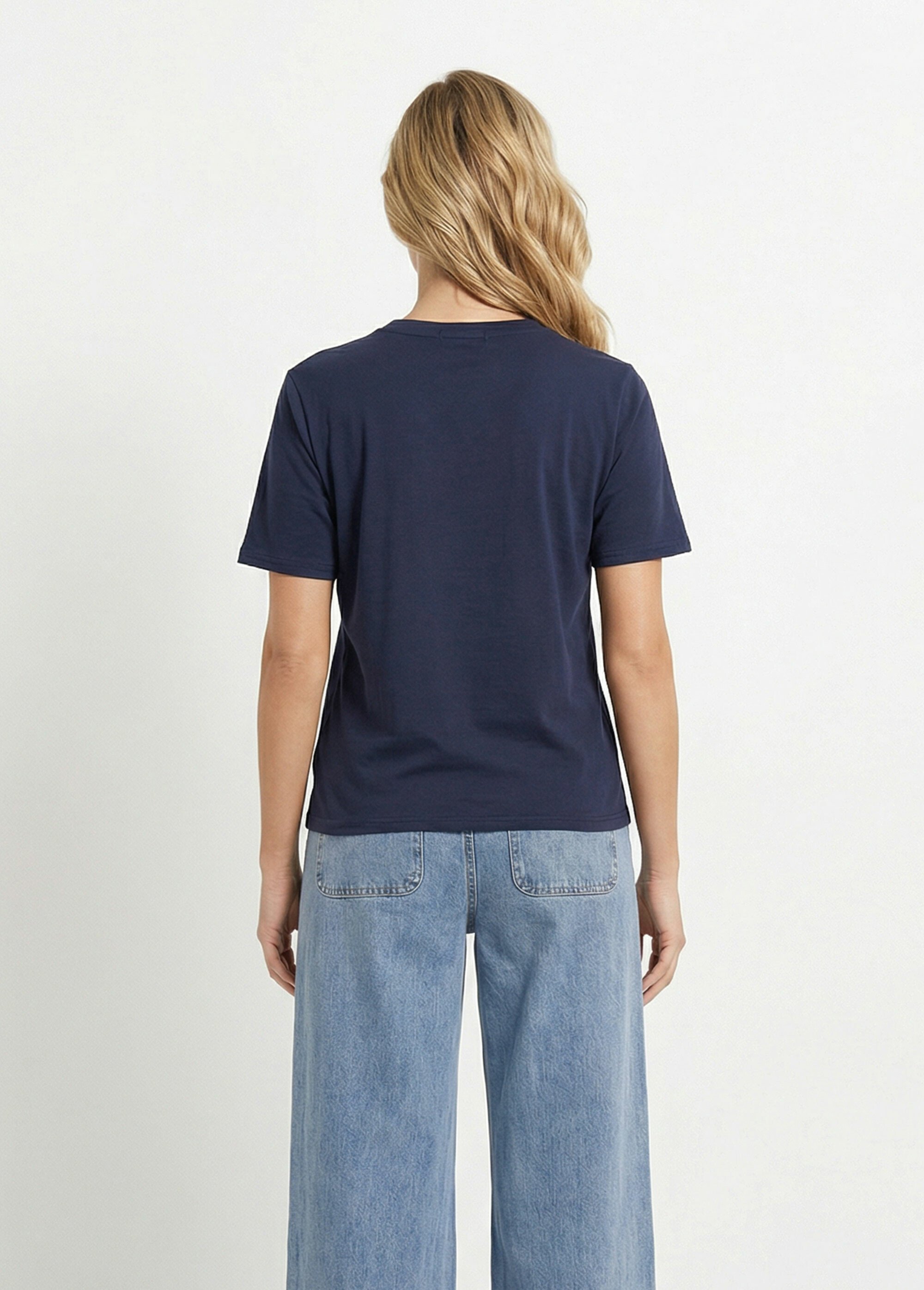 T-shirt coton avec inscription Amour Femme Bleu IKB-50065 DO1