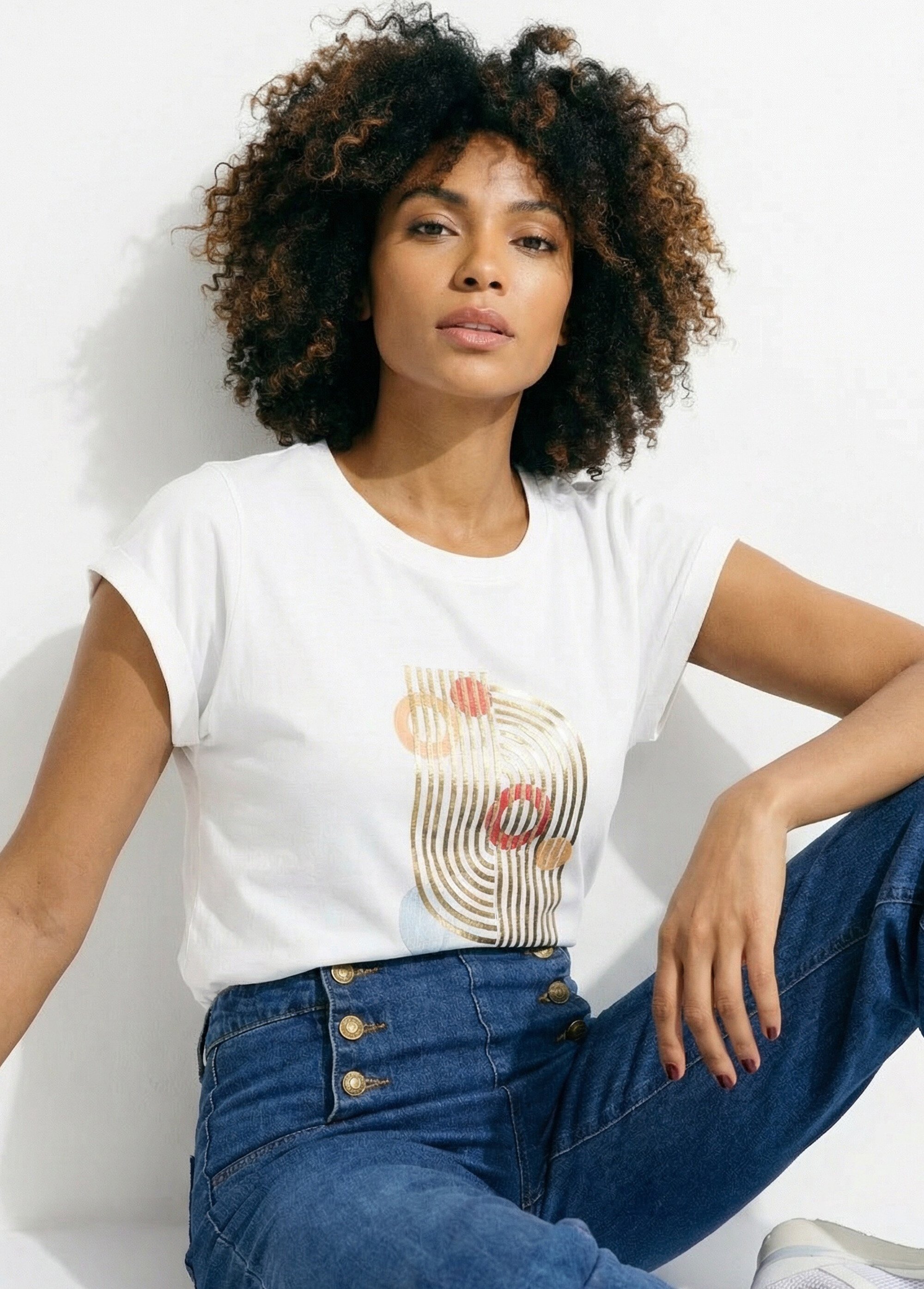 T-shirt coton avec sérigraphie Art déco