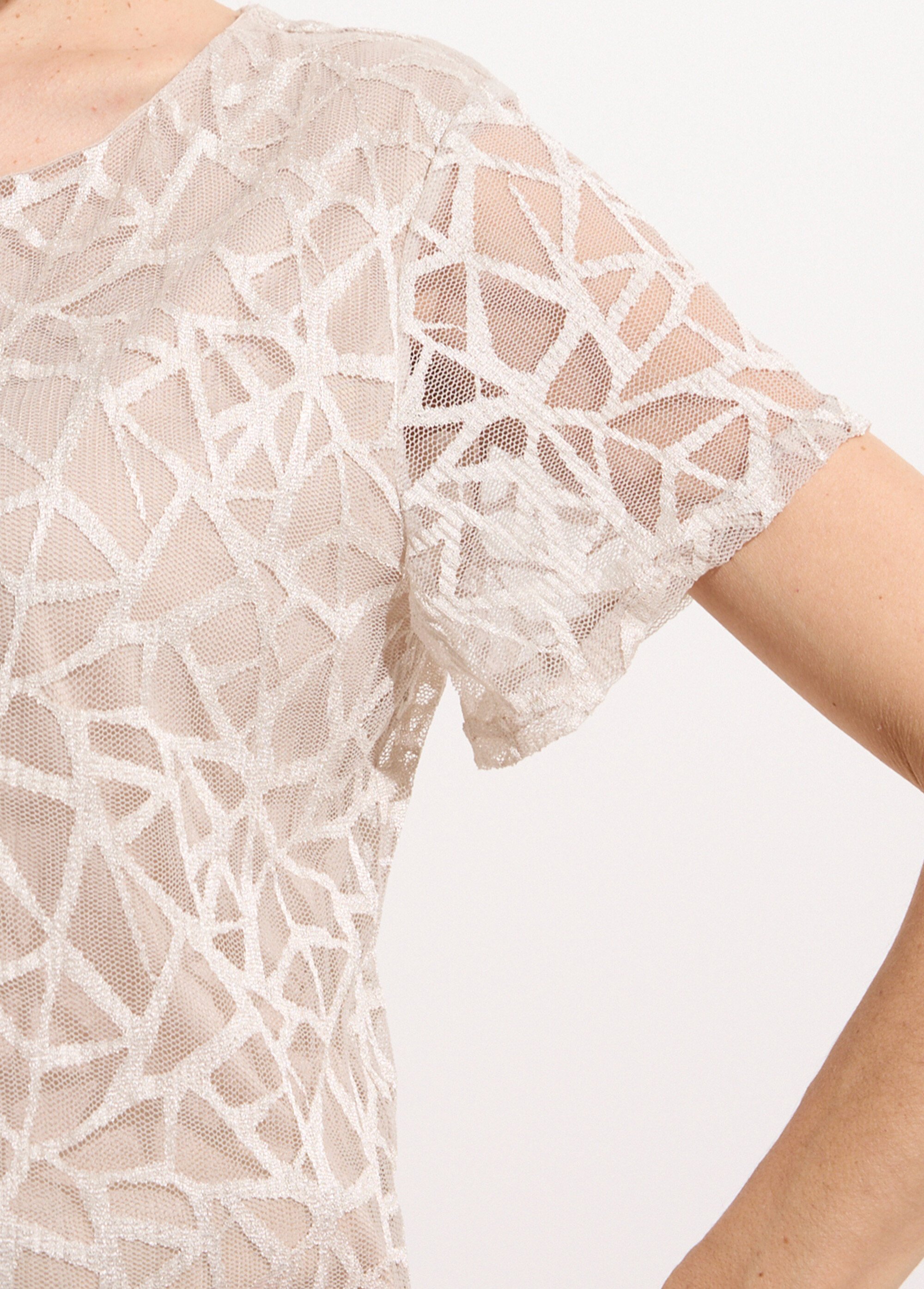 T-shirt dentelle manches courtes Femme Beige CABINASSE DE1