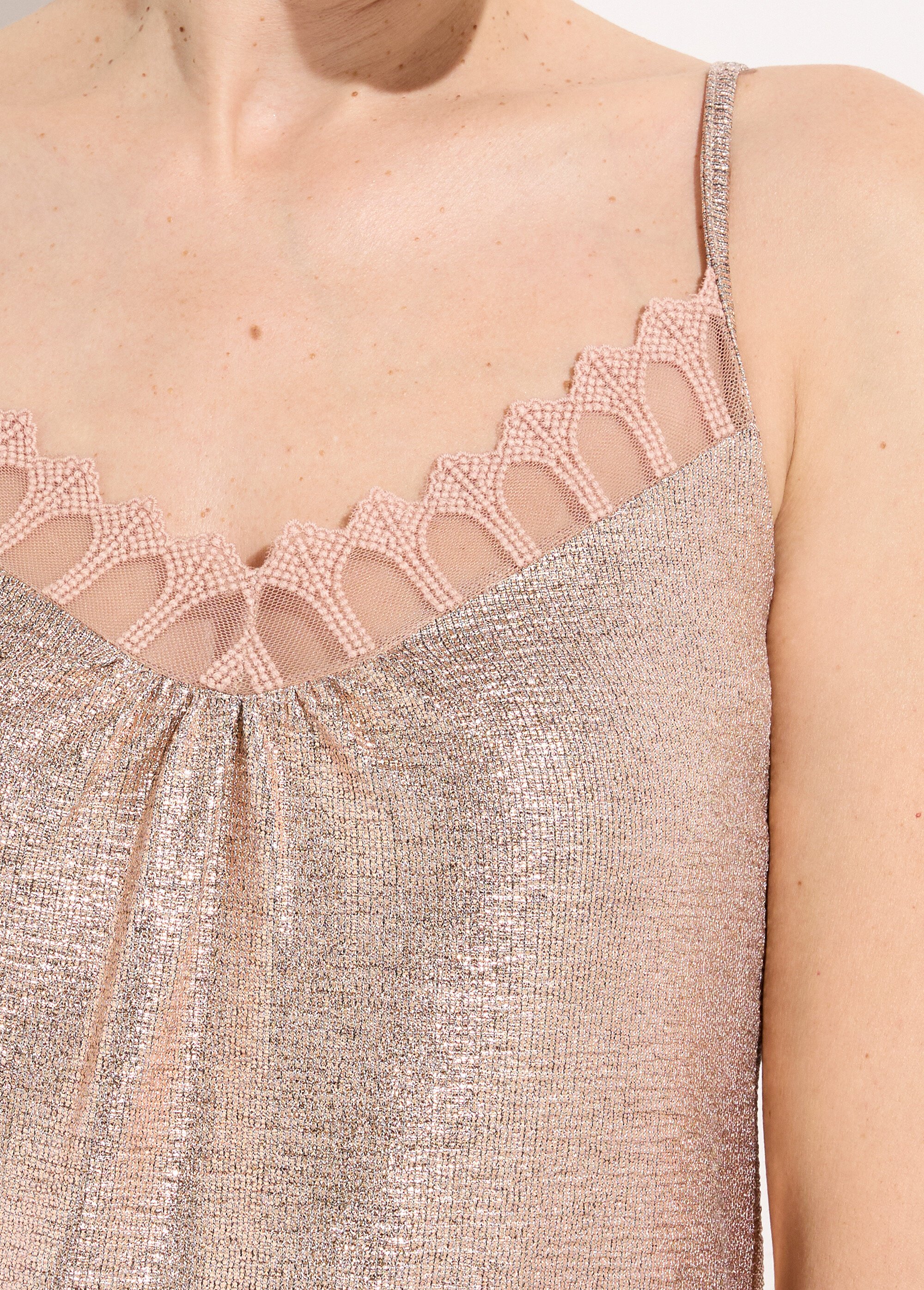 Top caraco maille irisée fines bretelles