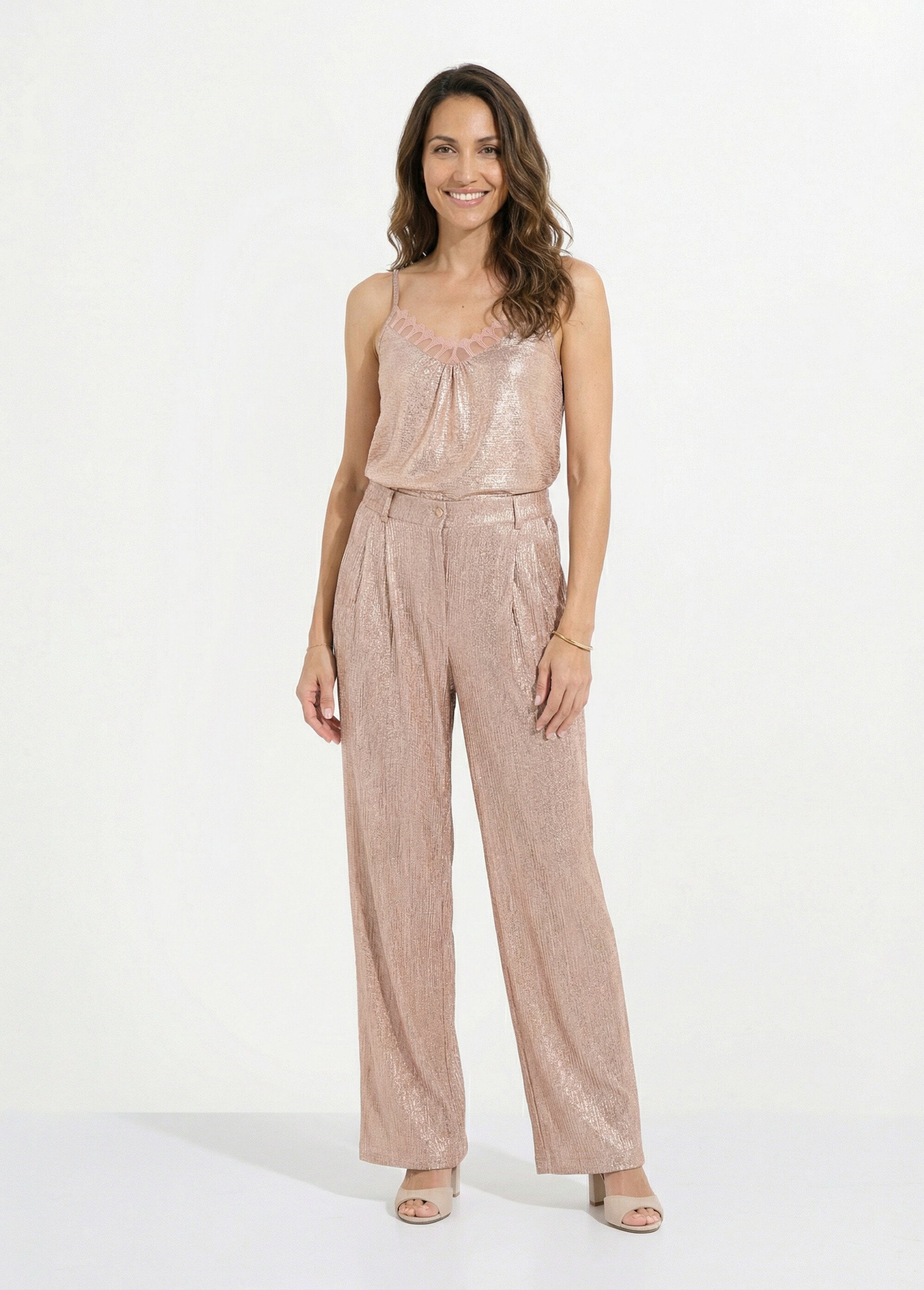 Top caraco maille irisée fines bretelles Femme ROSE DORE CADANCE SF1